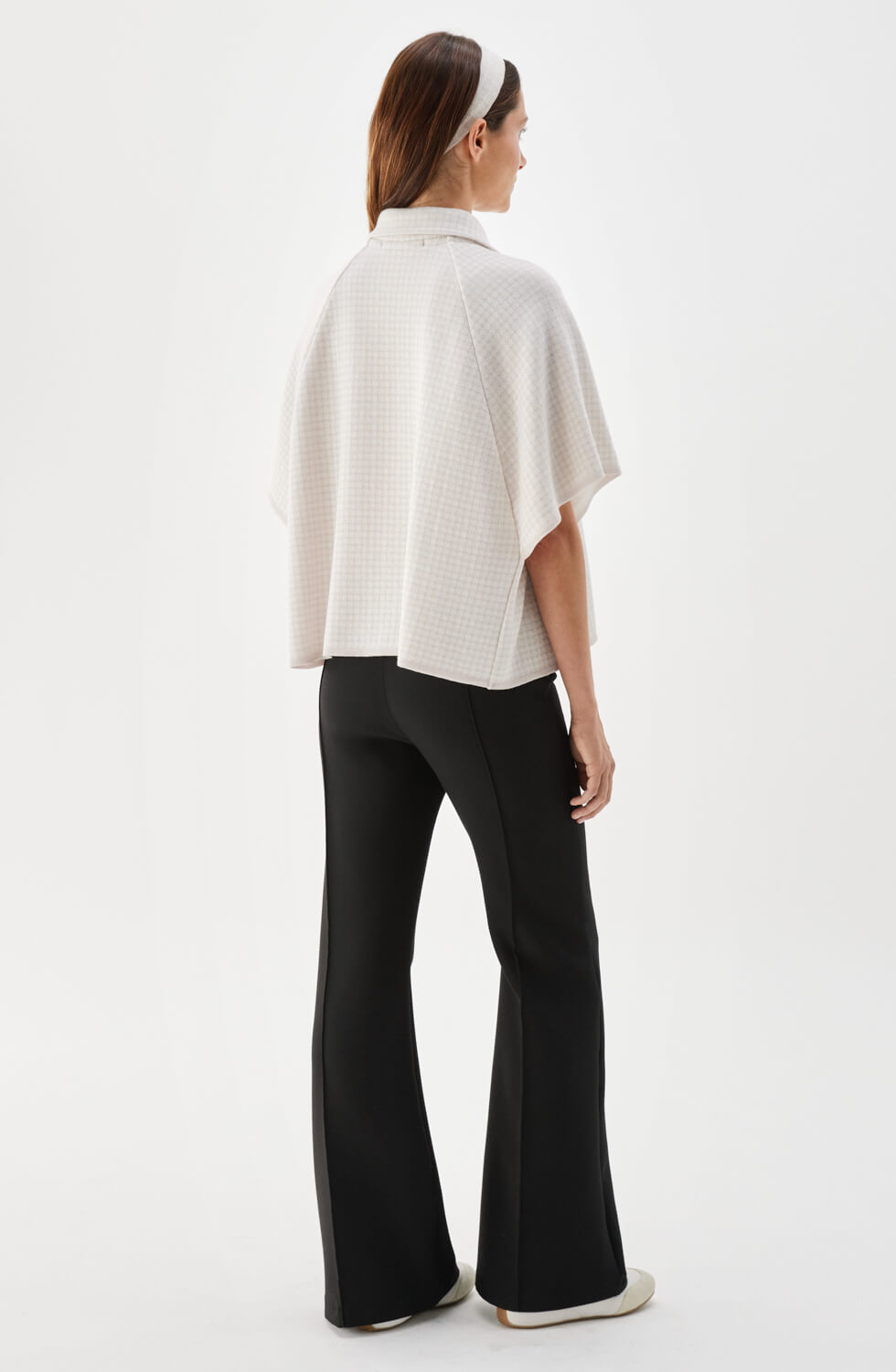 Amelie kort rutig cape ljusrosa