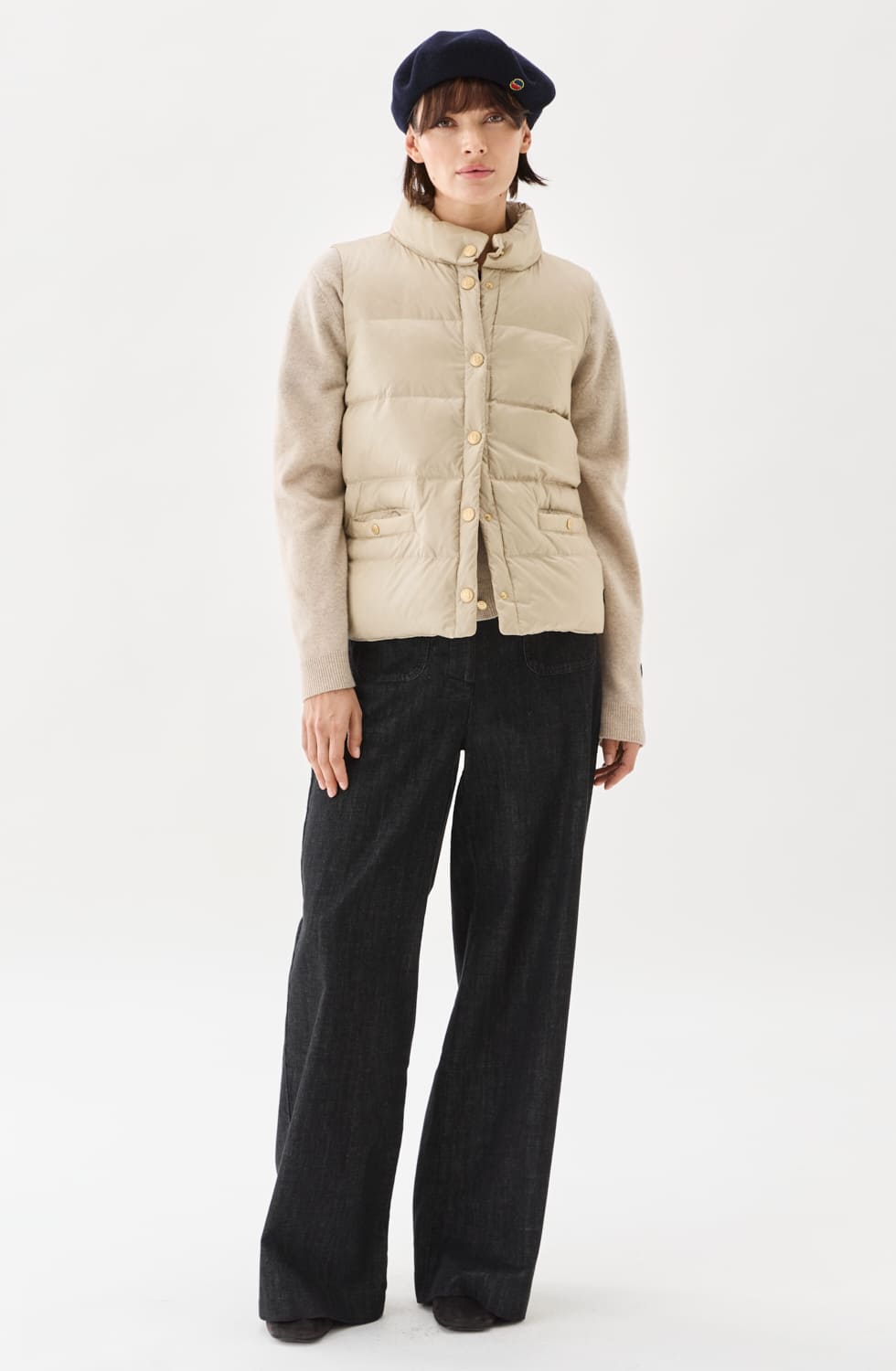 Amy Down Vest Light Beige | Busnel.com