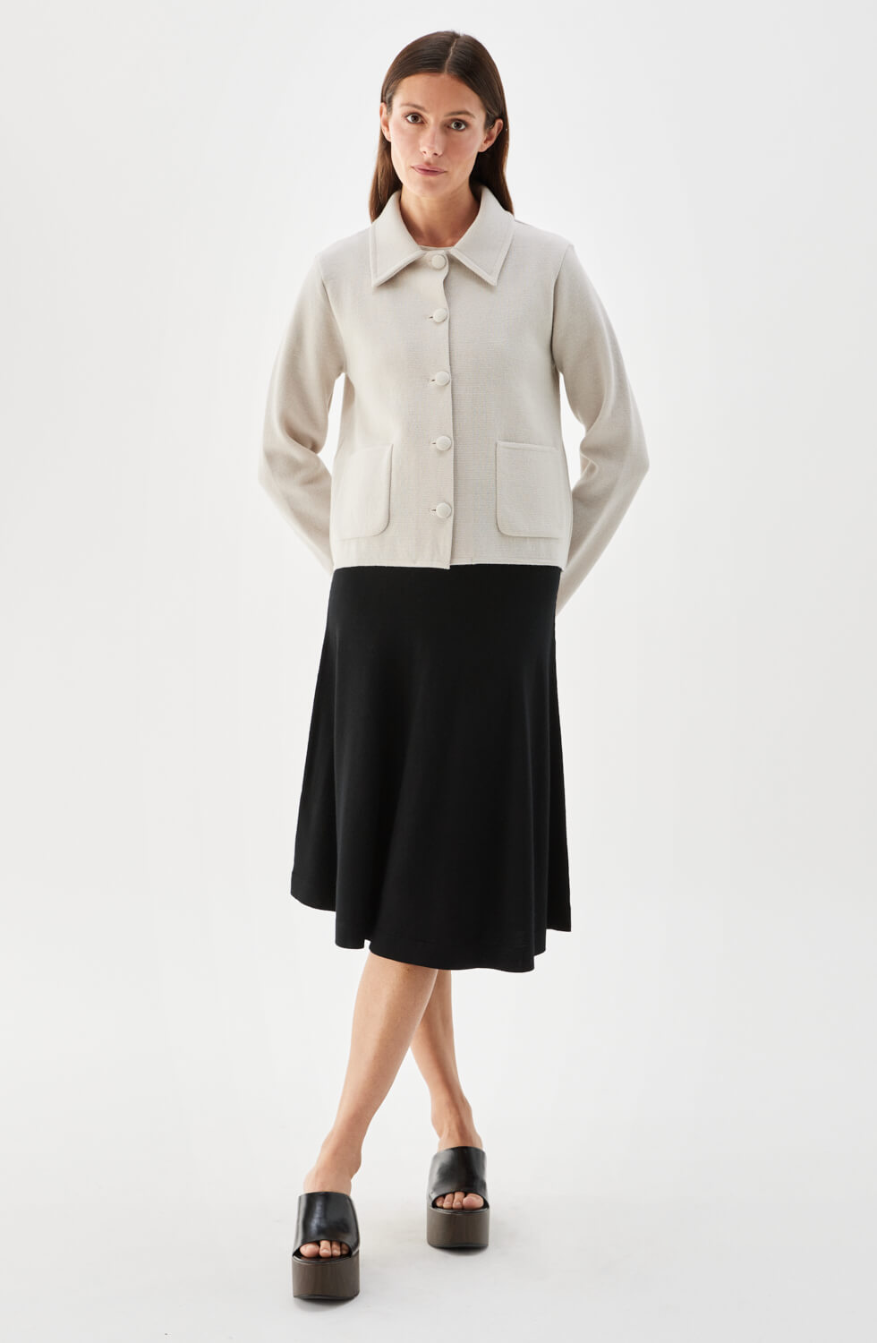 Catherine Knitted Wool Jacket Silver Birch