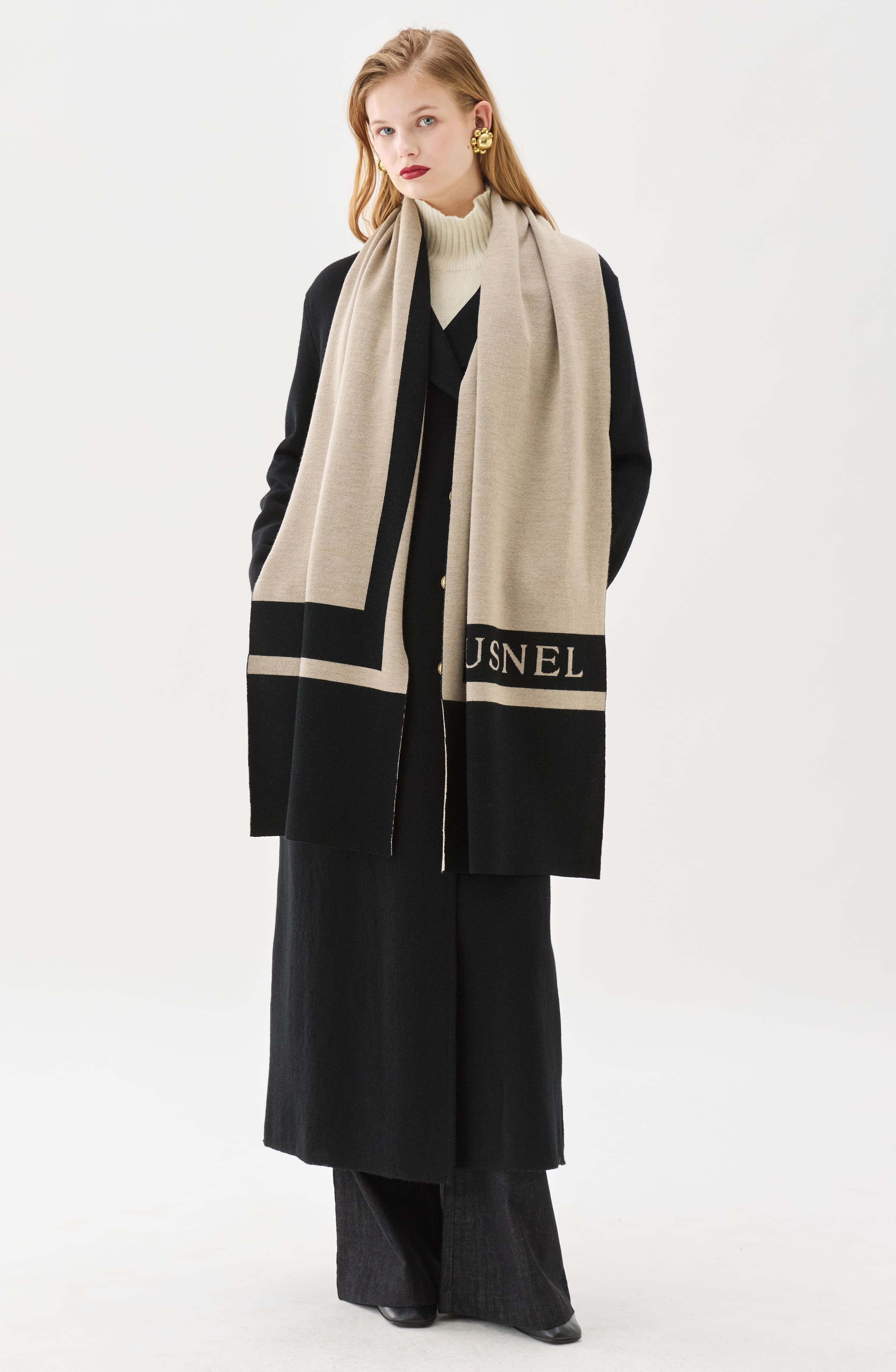 Cherish Scarf Oat/Black