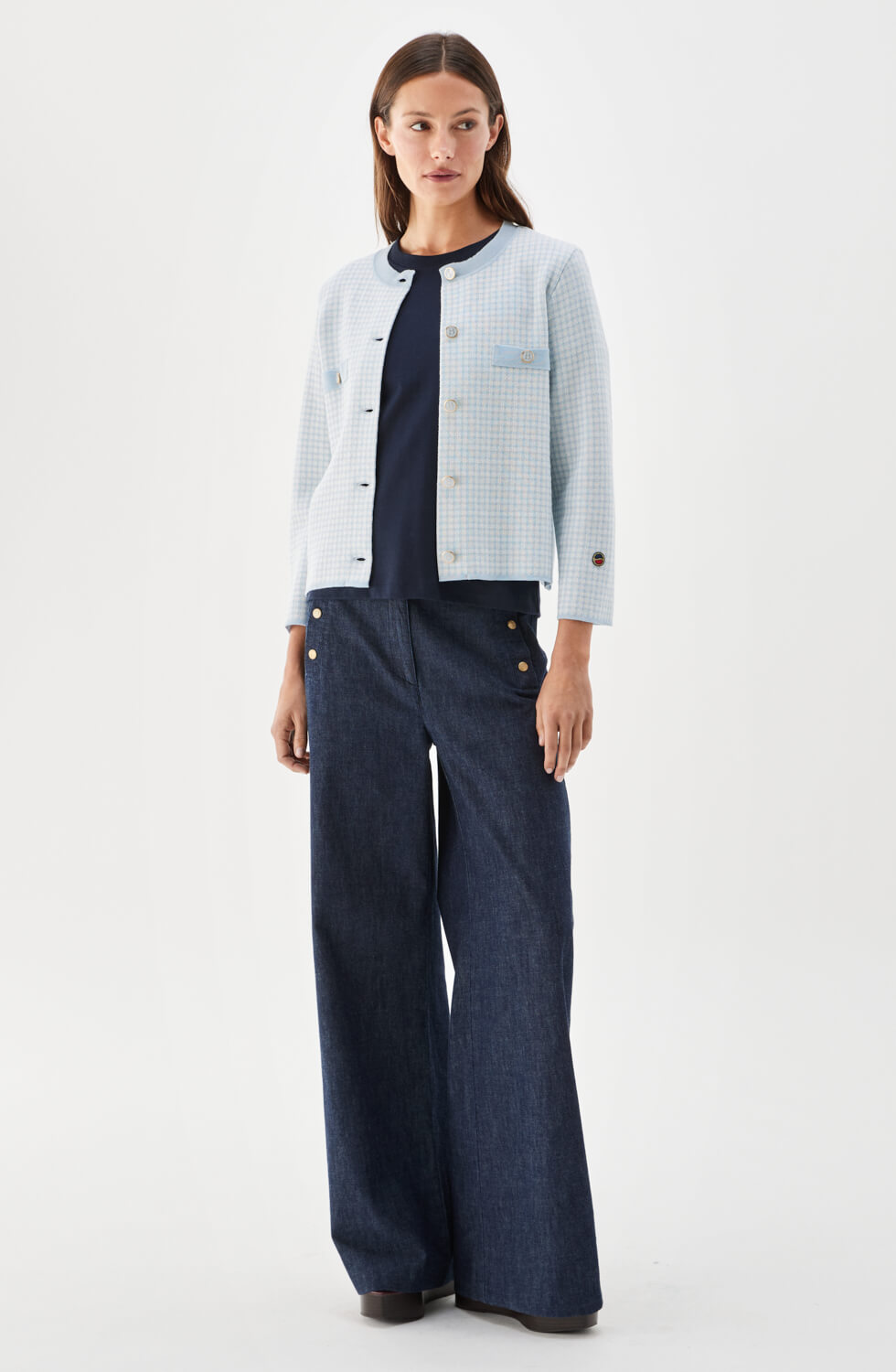 Elle Short Jacket Pepita Ice Blue