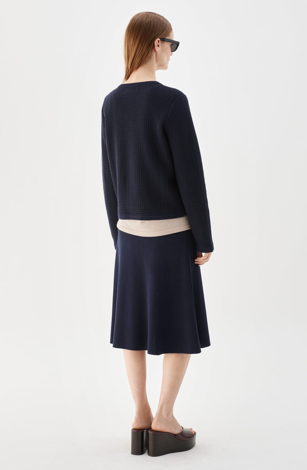 Estelle Textured Cotton Cardigan Marine