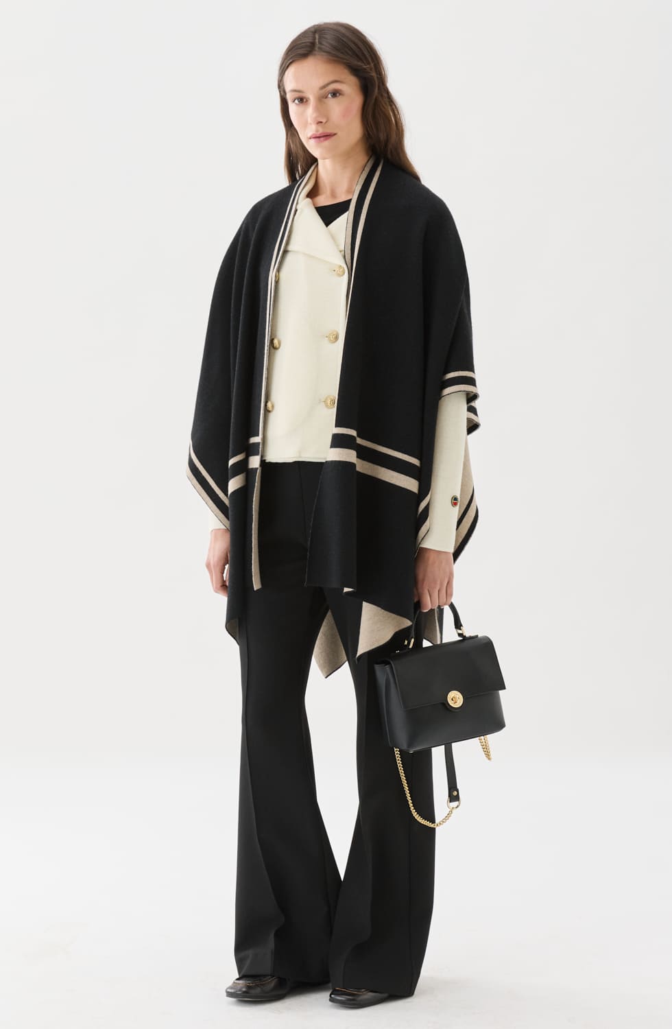 Garbo Poncho Black/Oat