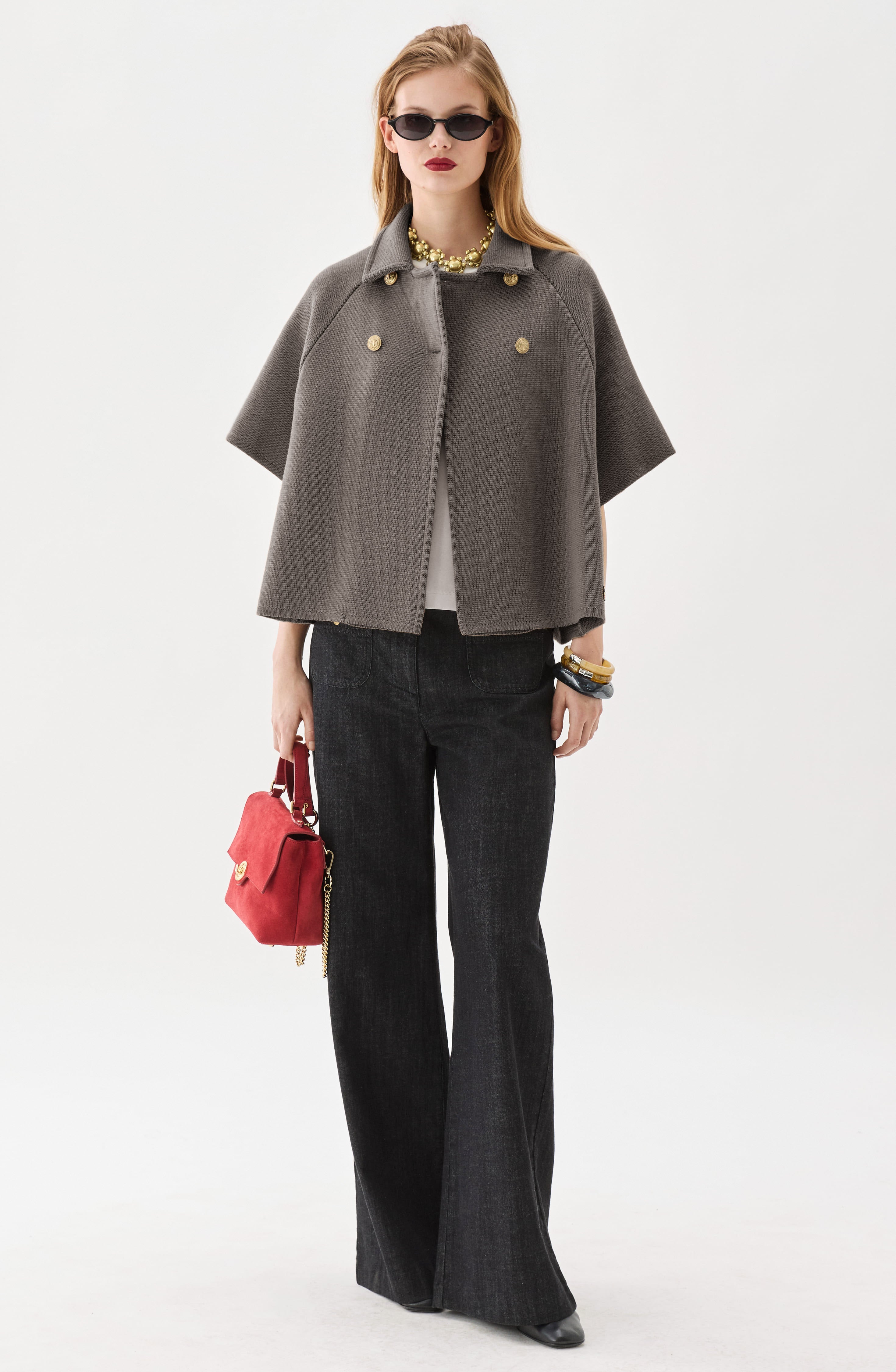 Gertrude Short Wool Cape Mole