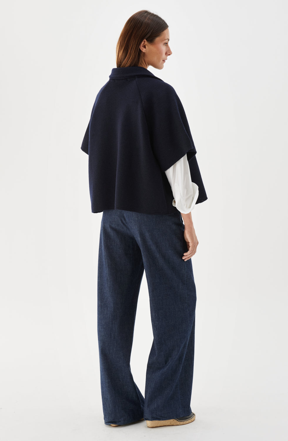 Gertrude Short Wool Cape Marine