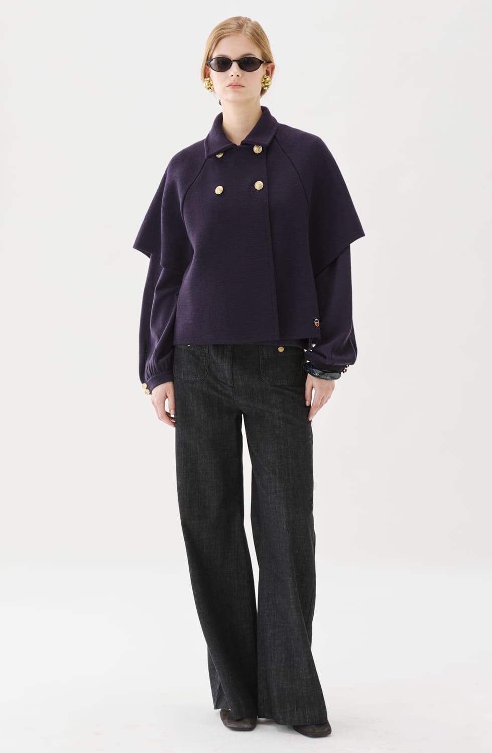 Gertrude Short Wool Cape Prune