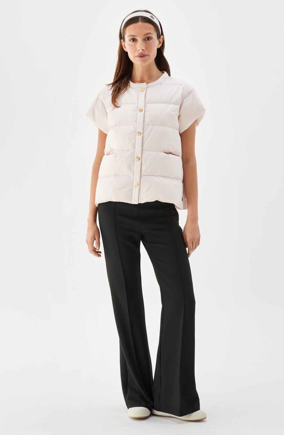 Indie Short Sleeved Down Vest Light Rose
