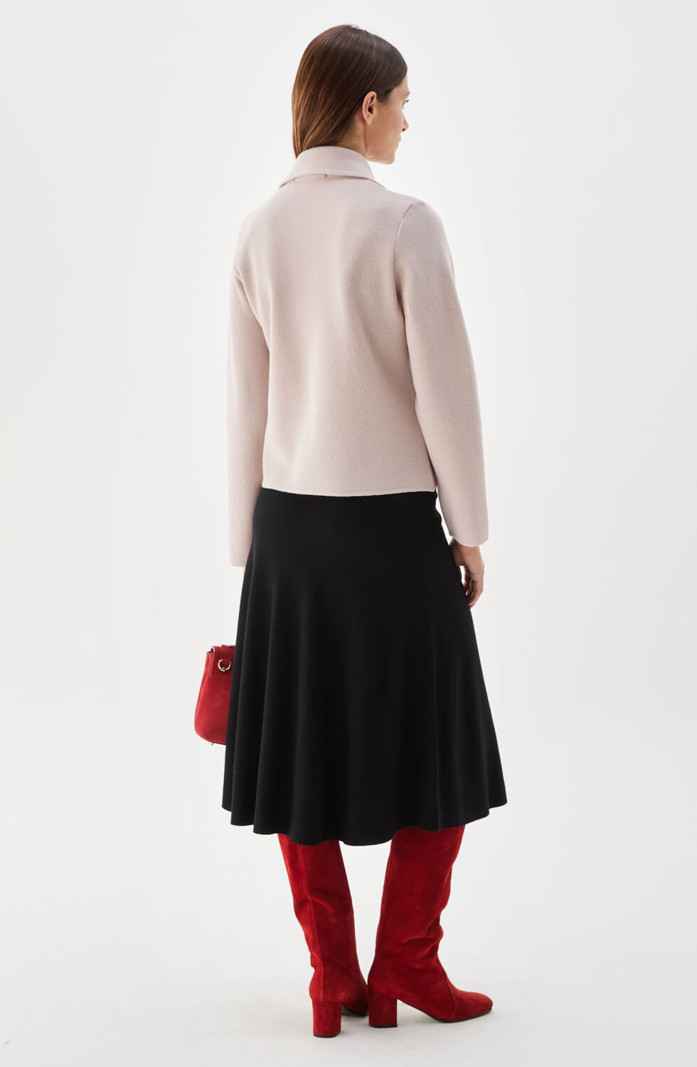 Indra stickad jacka i ull ljusrosa