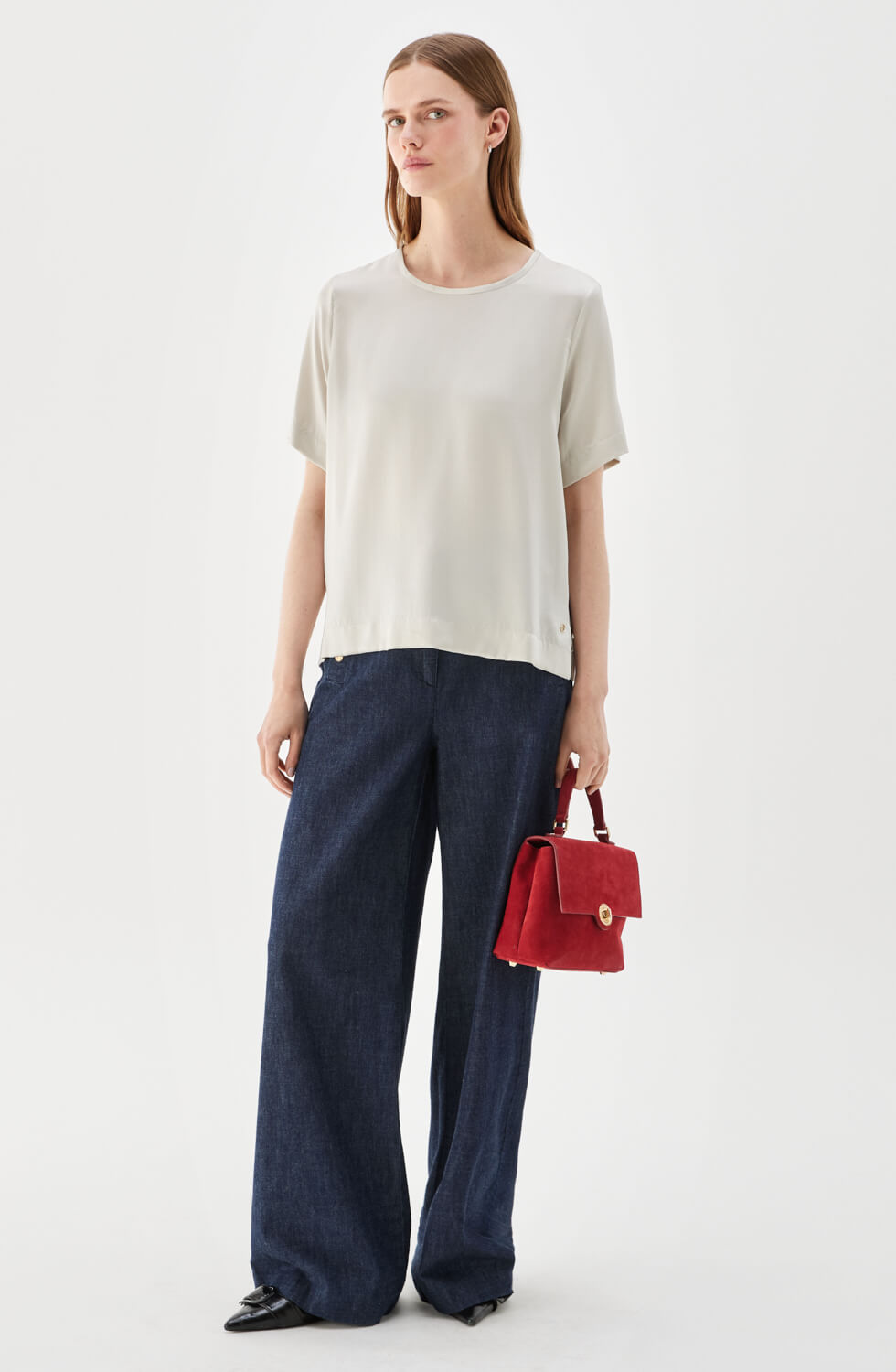 Ivory Silk T-shirt Silver Birch