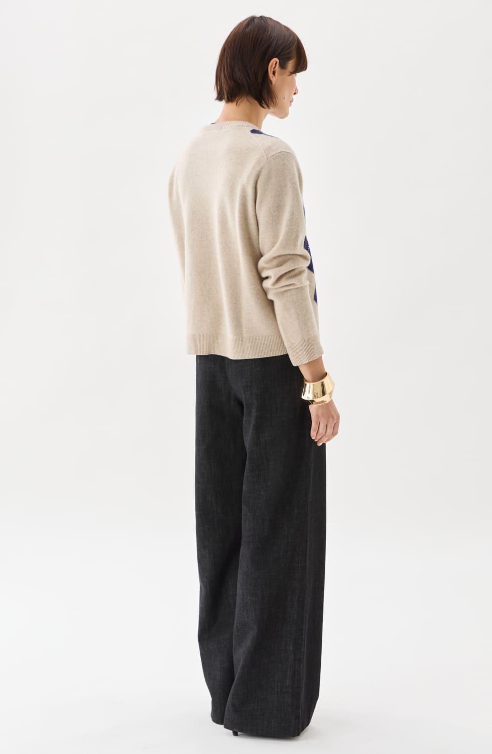 Julia rutiga kofta beige/lila
