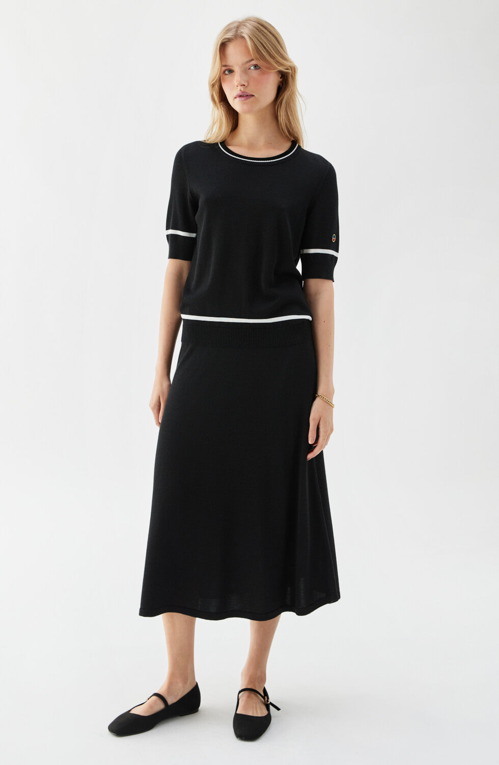 Karla Kontrast Topp Svart/Crèmevit