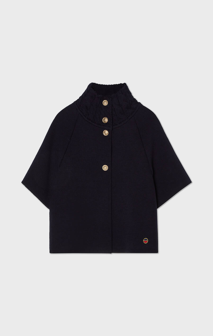 Lisalou Cableknit Collar Cape Marine
