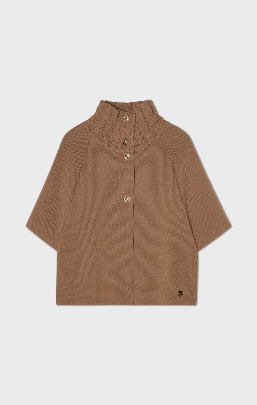 Lisalou Cableknit Collar Cape Salty Caramel