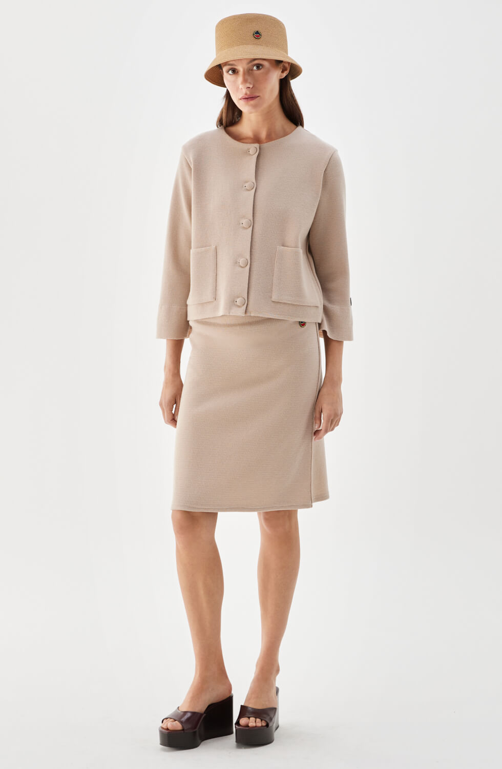 Lucky Knitted Wool Mini Skirt Fudge