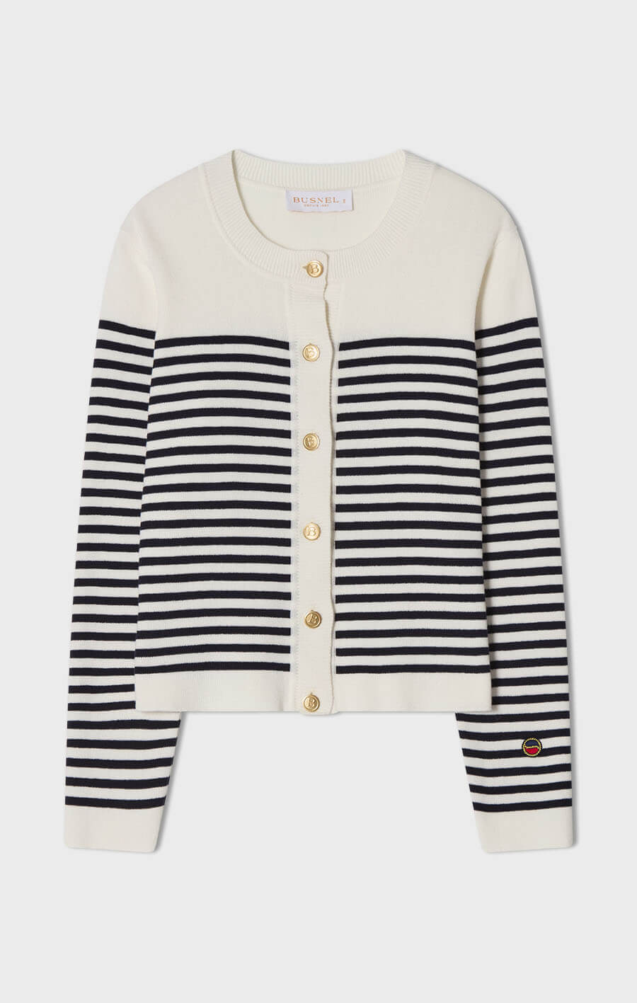 Lizzie randig kofta i bomull crèmevit/mörkblå