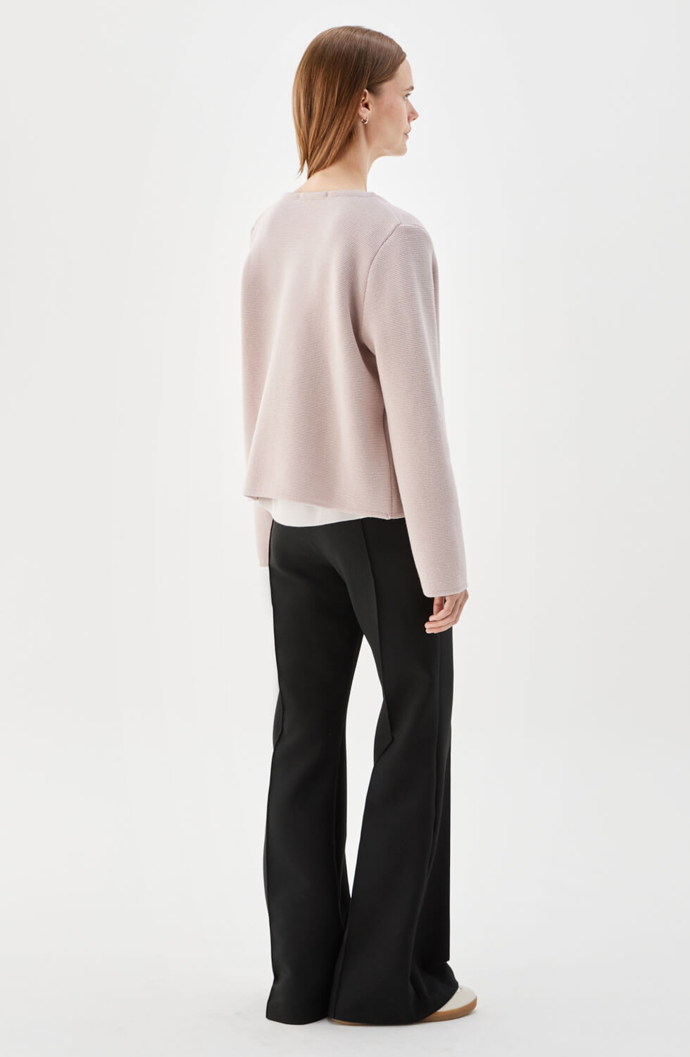 Macey stickad jacka i ull ljusrosa