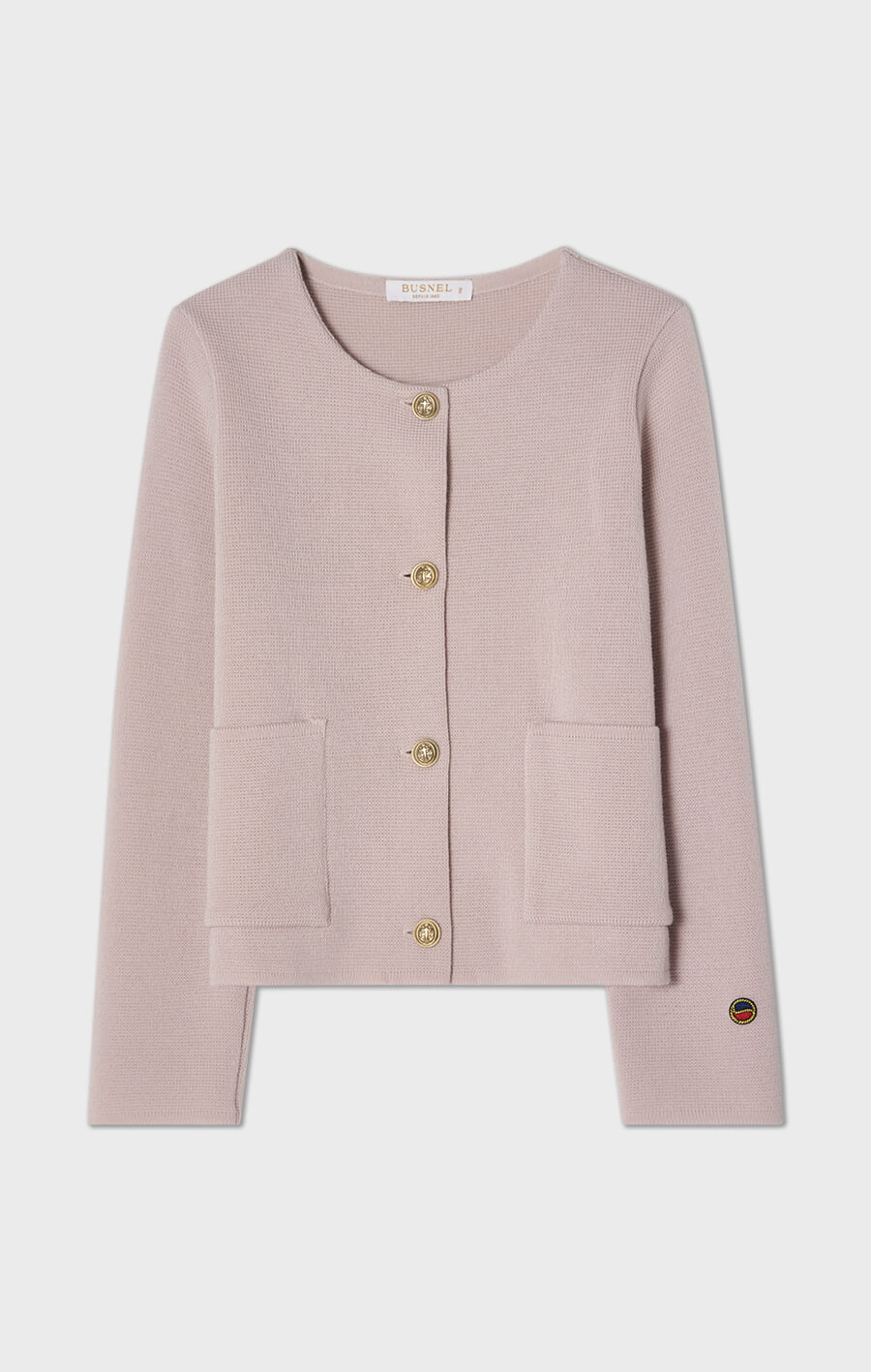 Macey stickad jacka i ull ljusrosa