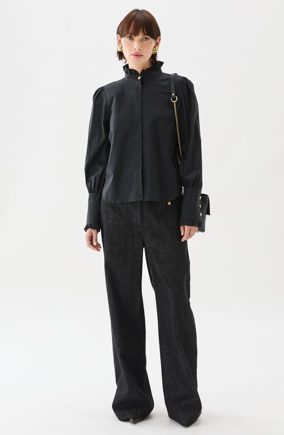 Maira Plissé Blouse Black