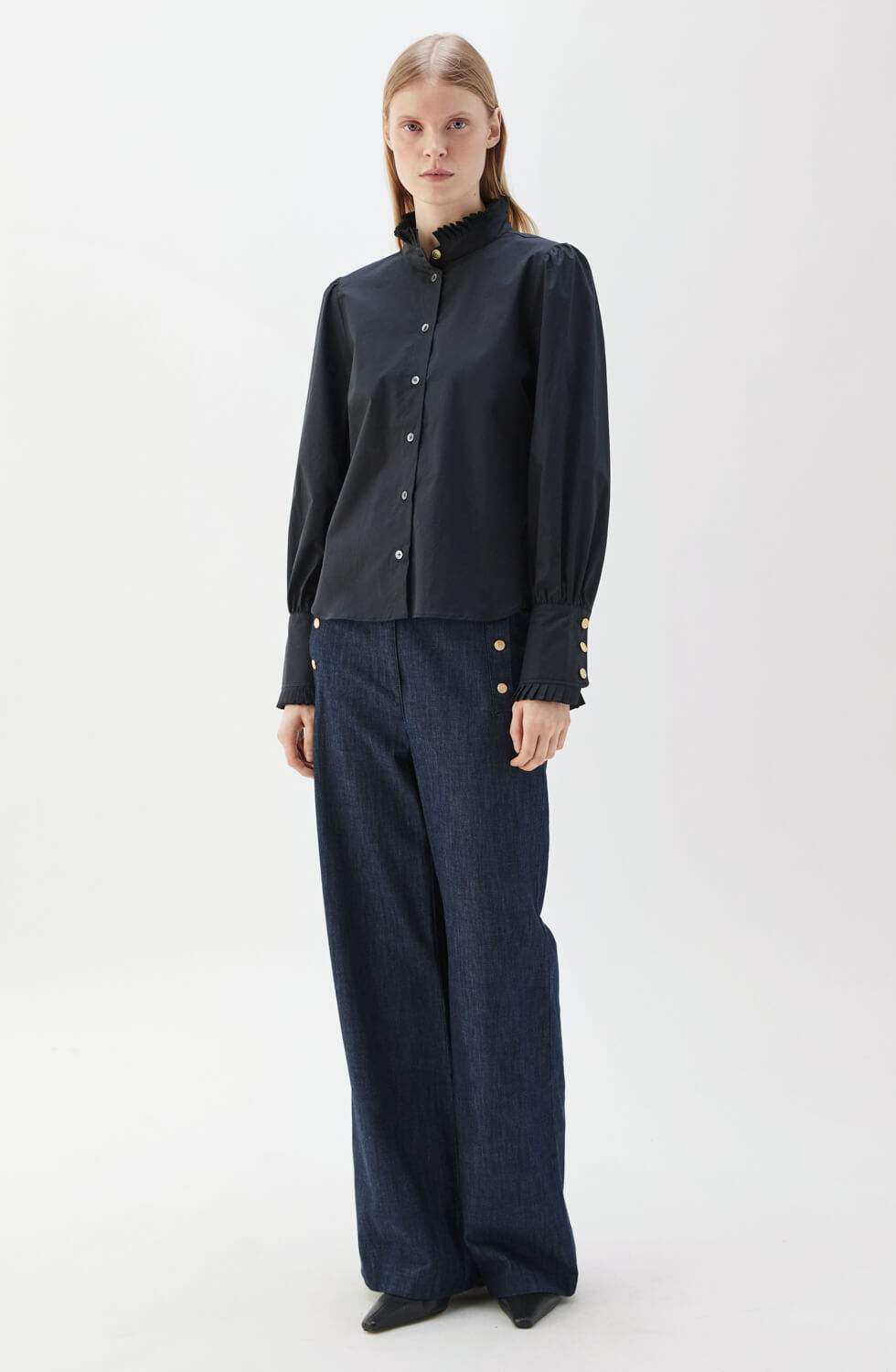 Maira Plissé Blouse Black