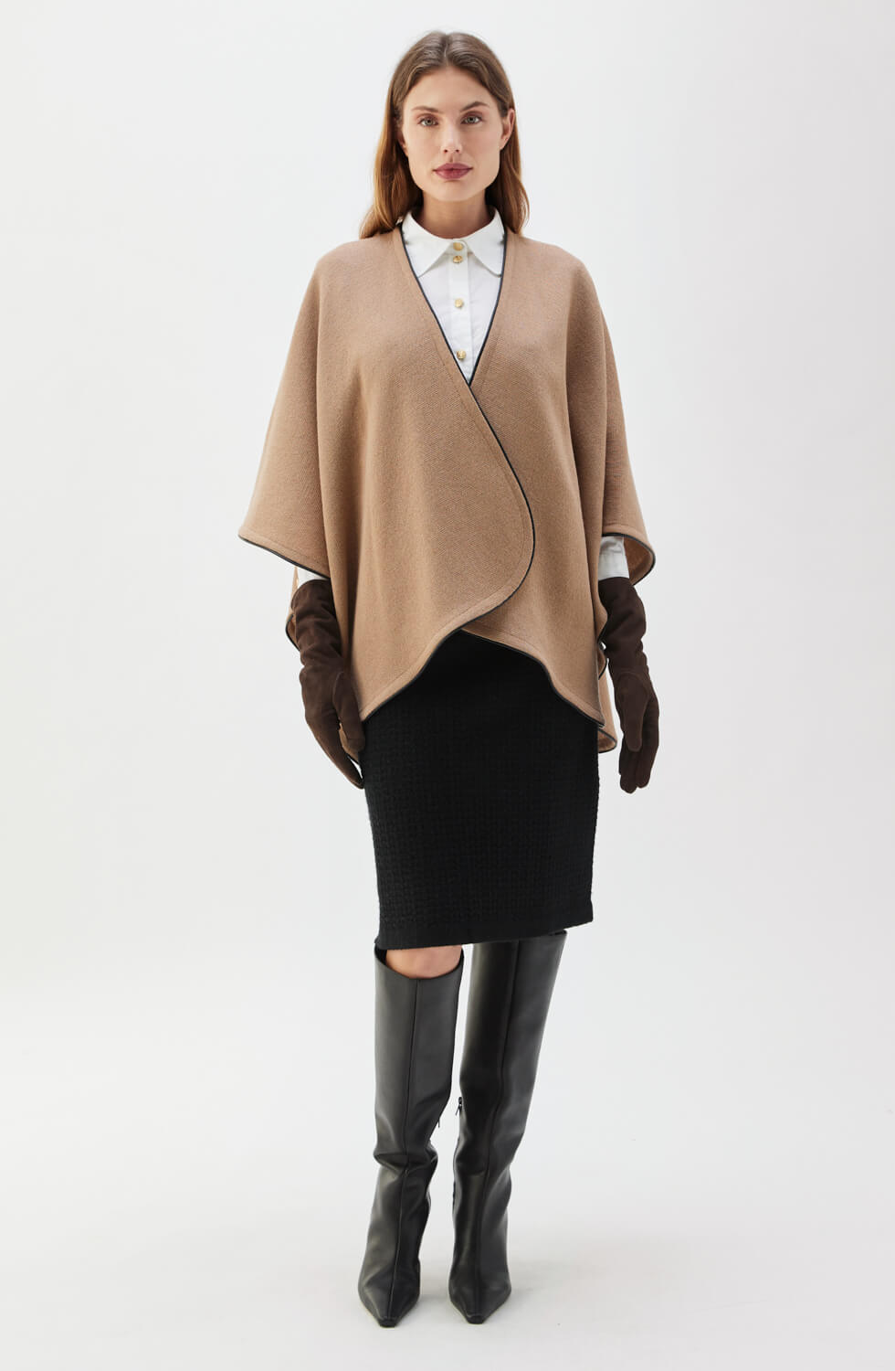 Mio Piped Poncho Salty Caramel/Black