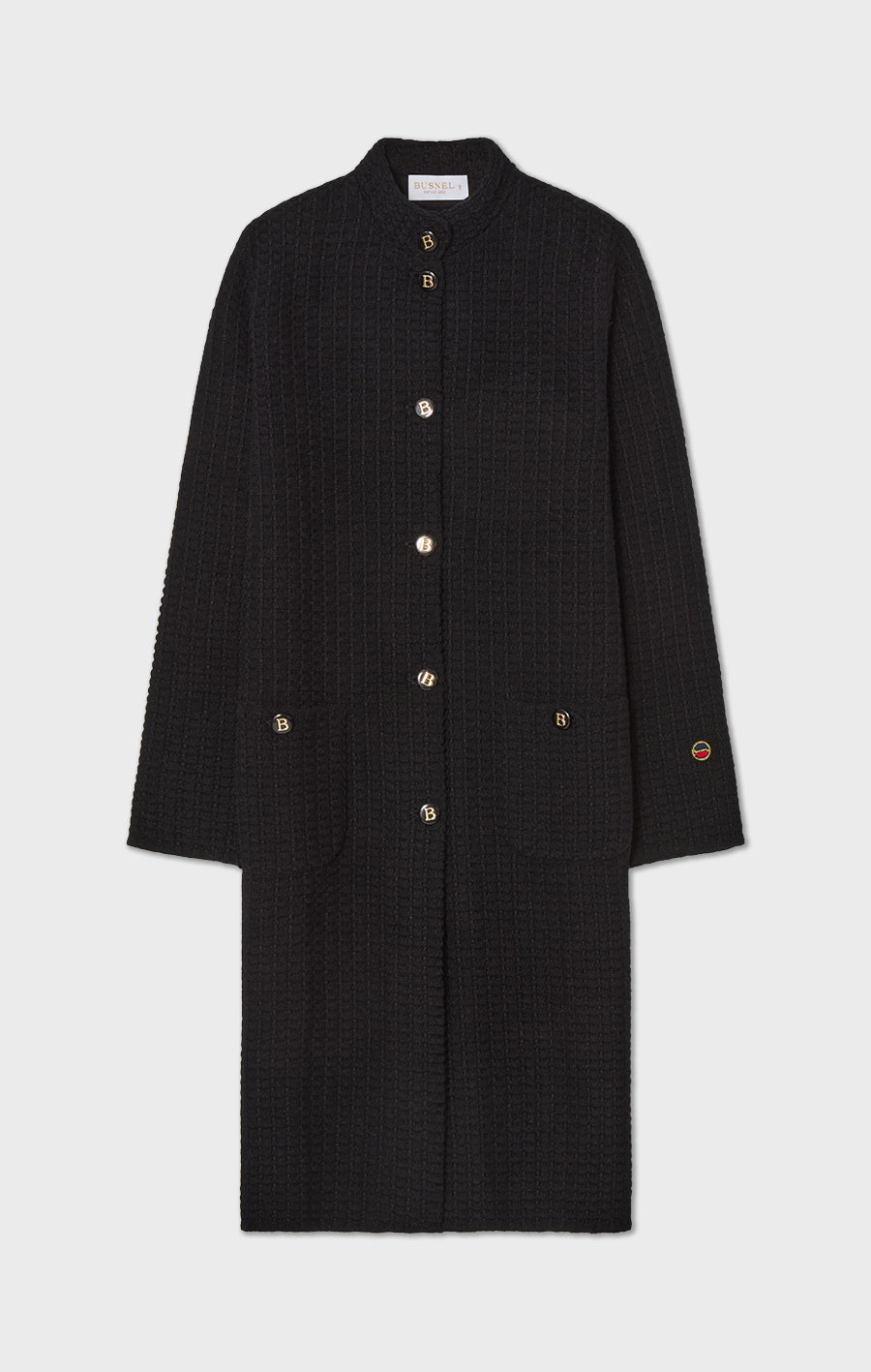 Nayelle Knitted Structure Wool Coat Black