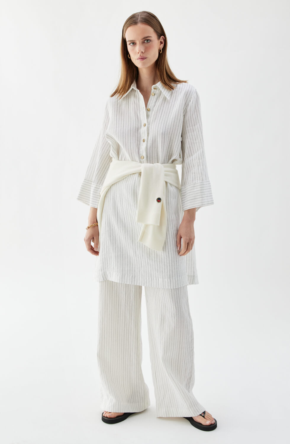 Ninette Striped Dress Ecru/Black