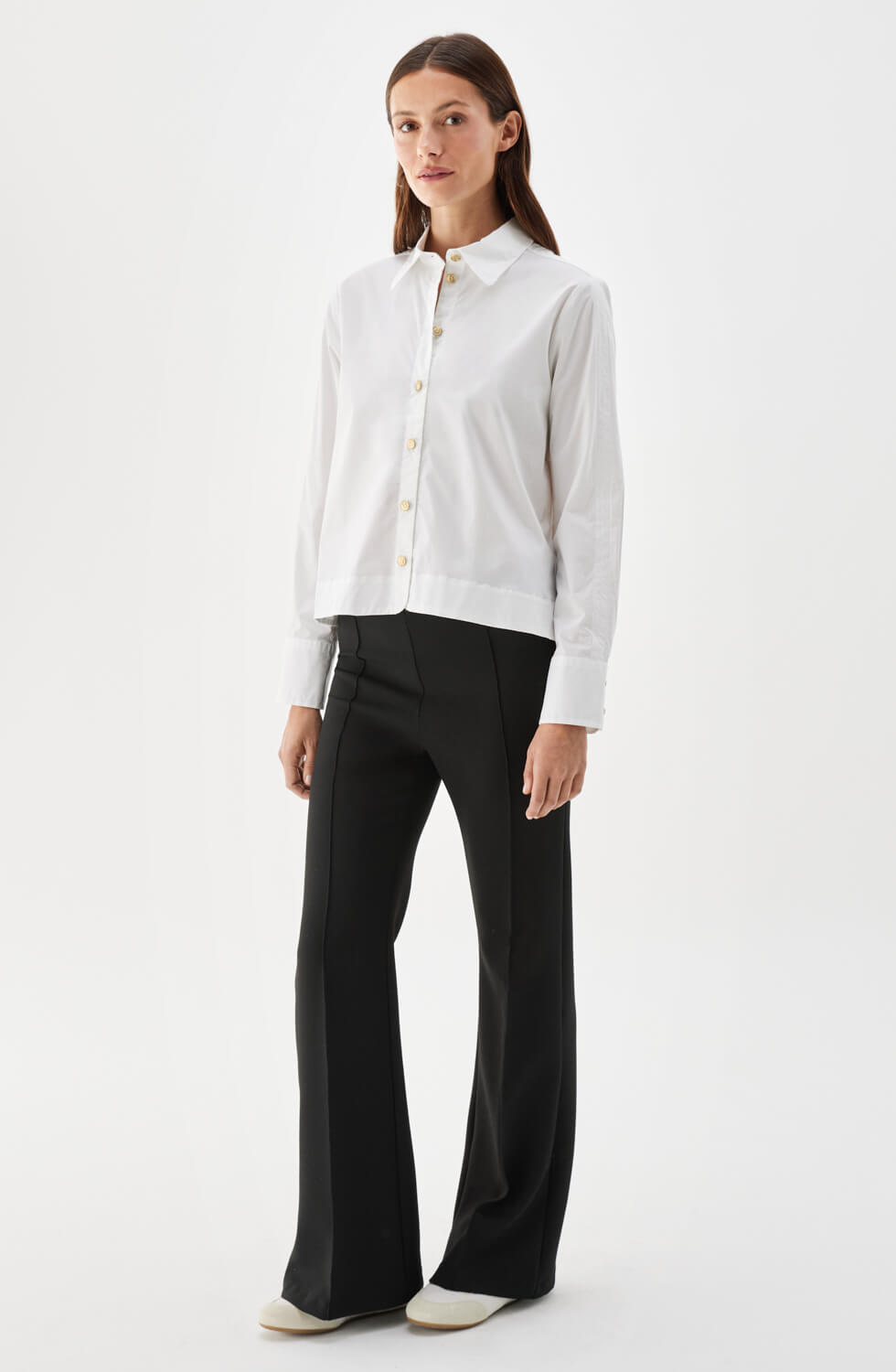 Noomi Shirt White Poplin Blouse | Busnel.com