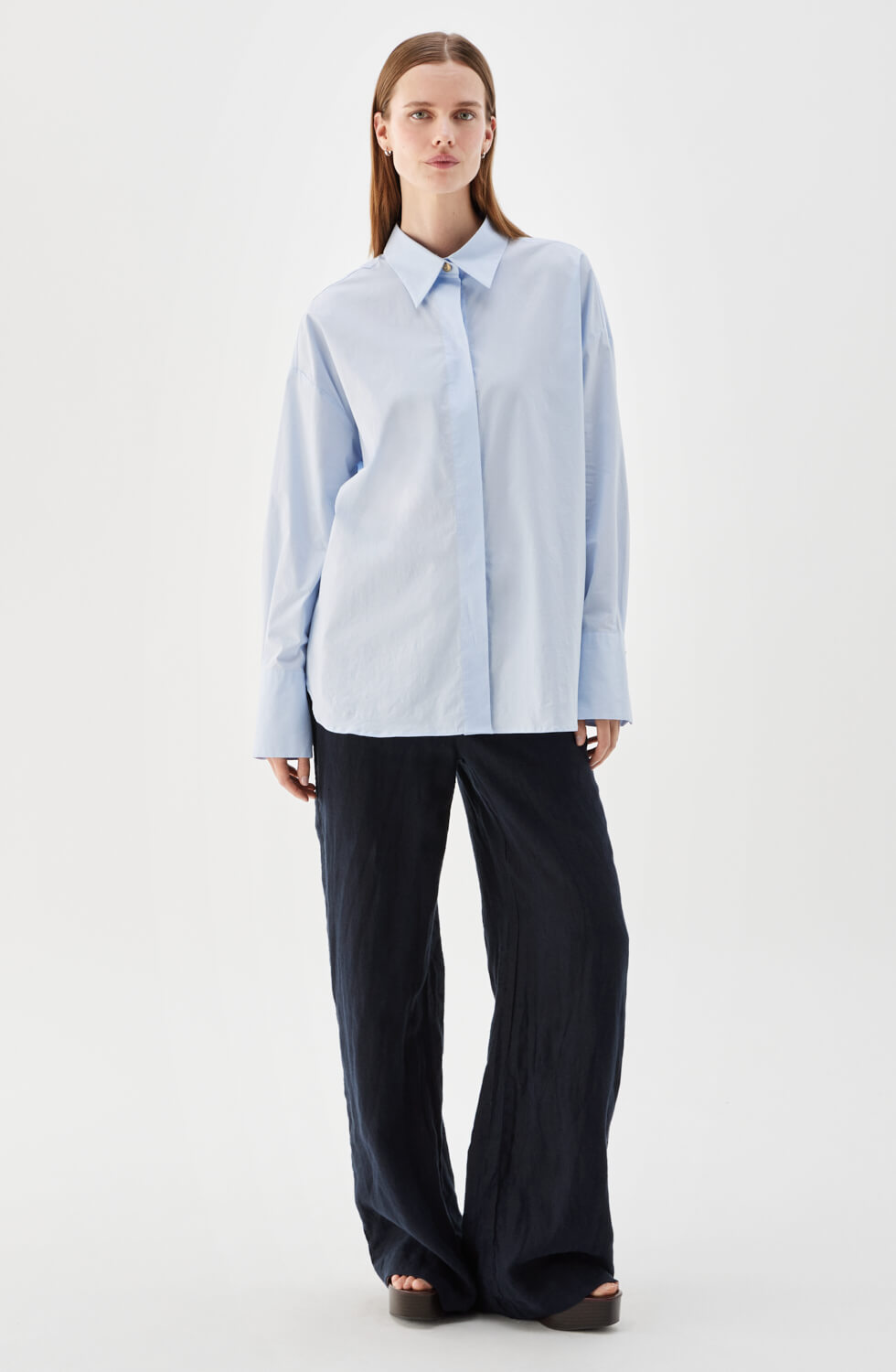 Nora Oversized Poplin Shirt Ice Blue