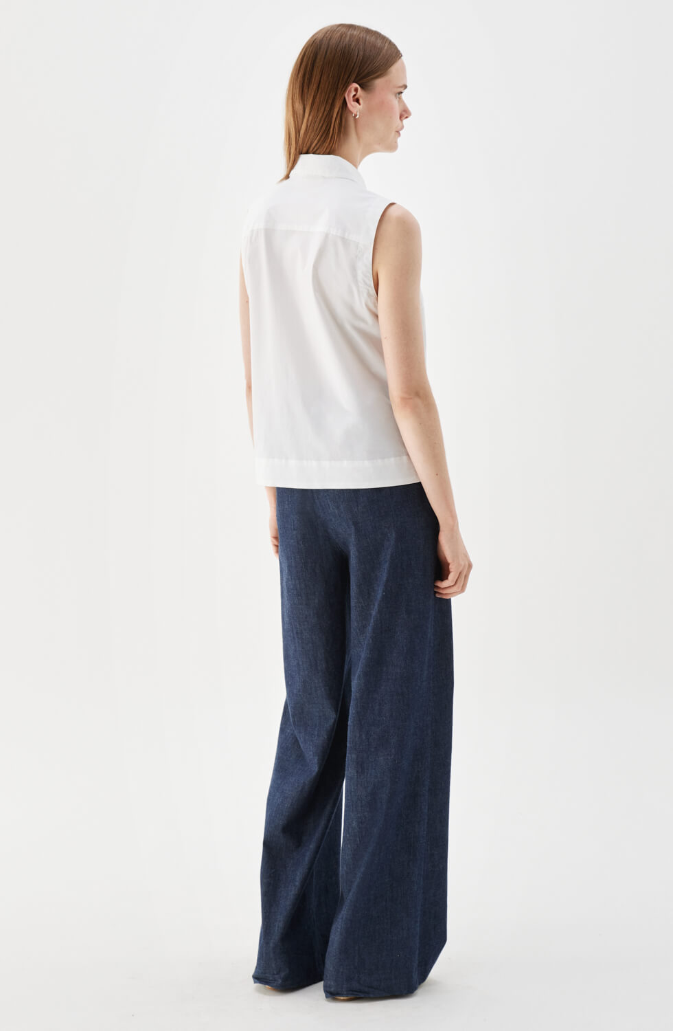 Odelia Sleeveless Poplin Shirt White