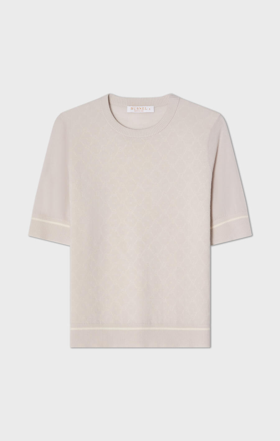 Paulina mönstrad topp i merinoull ljusgrå/crèmevit