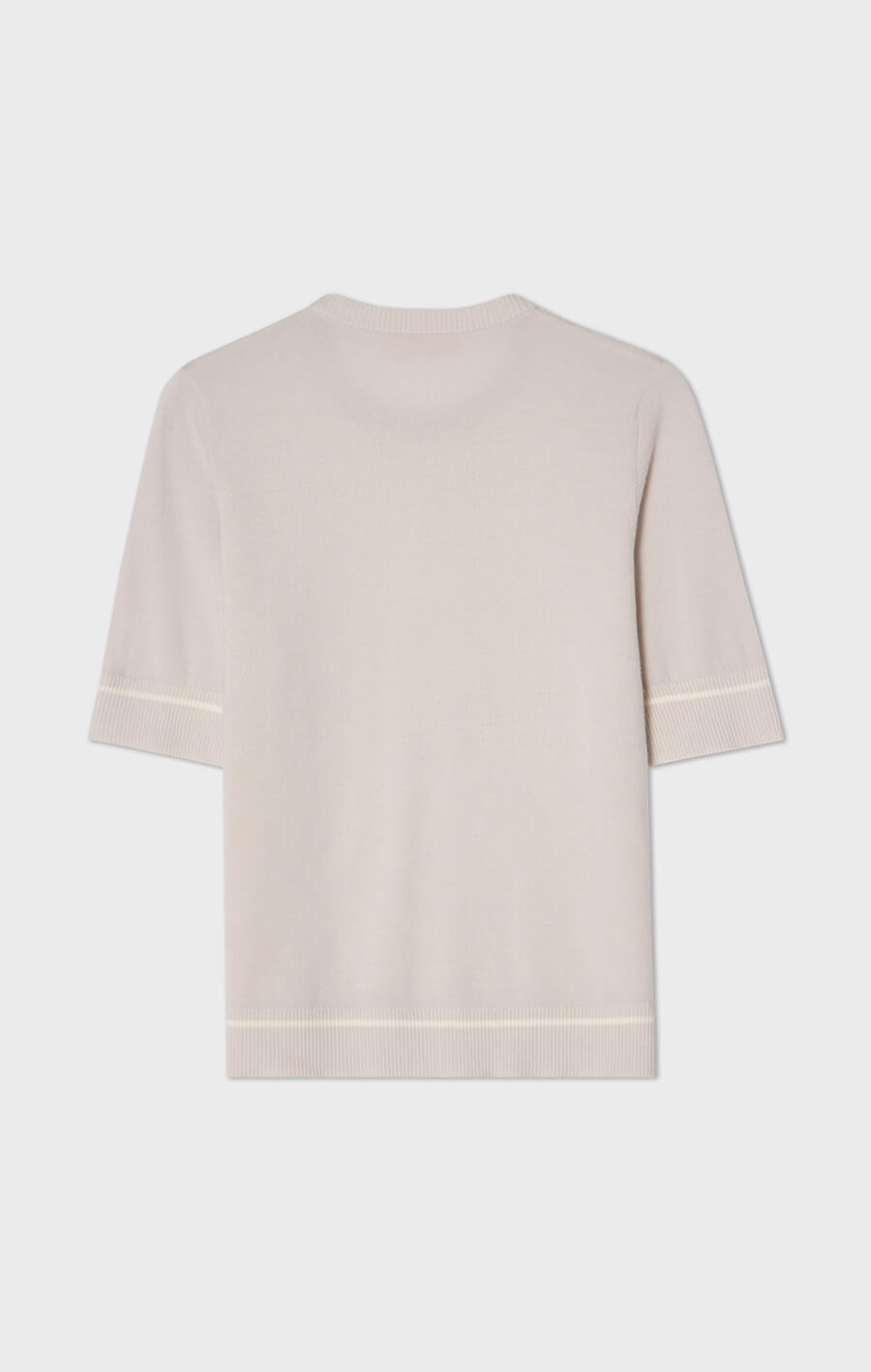 Paulina mönstrad topp i merinoull ljusgrå/crèmevit