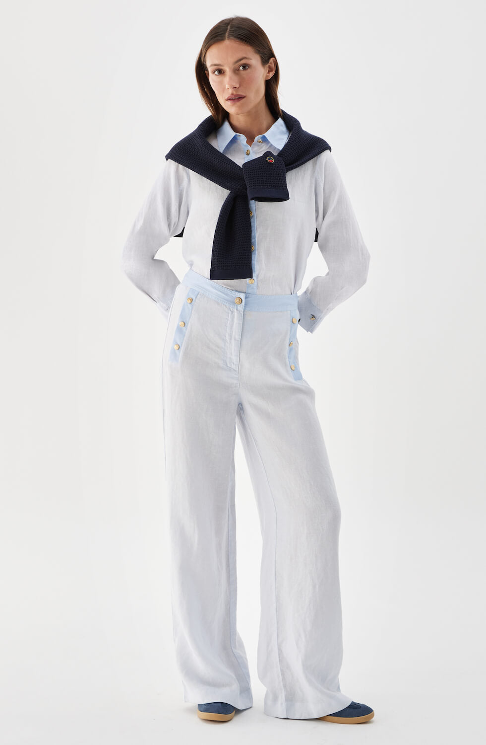 Pim vida linnebyxor ljusblå