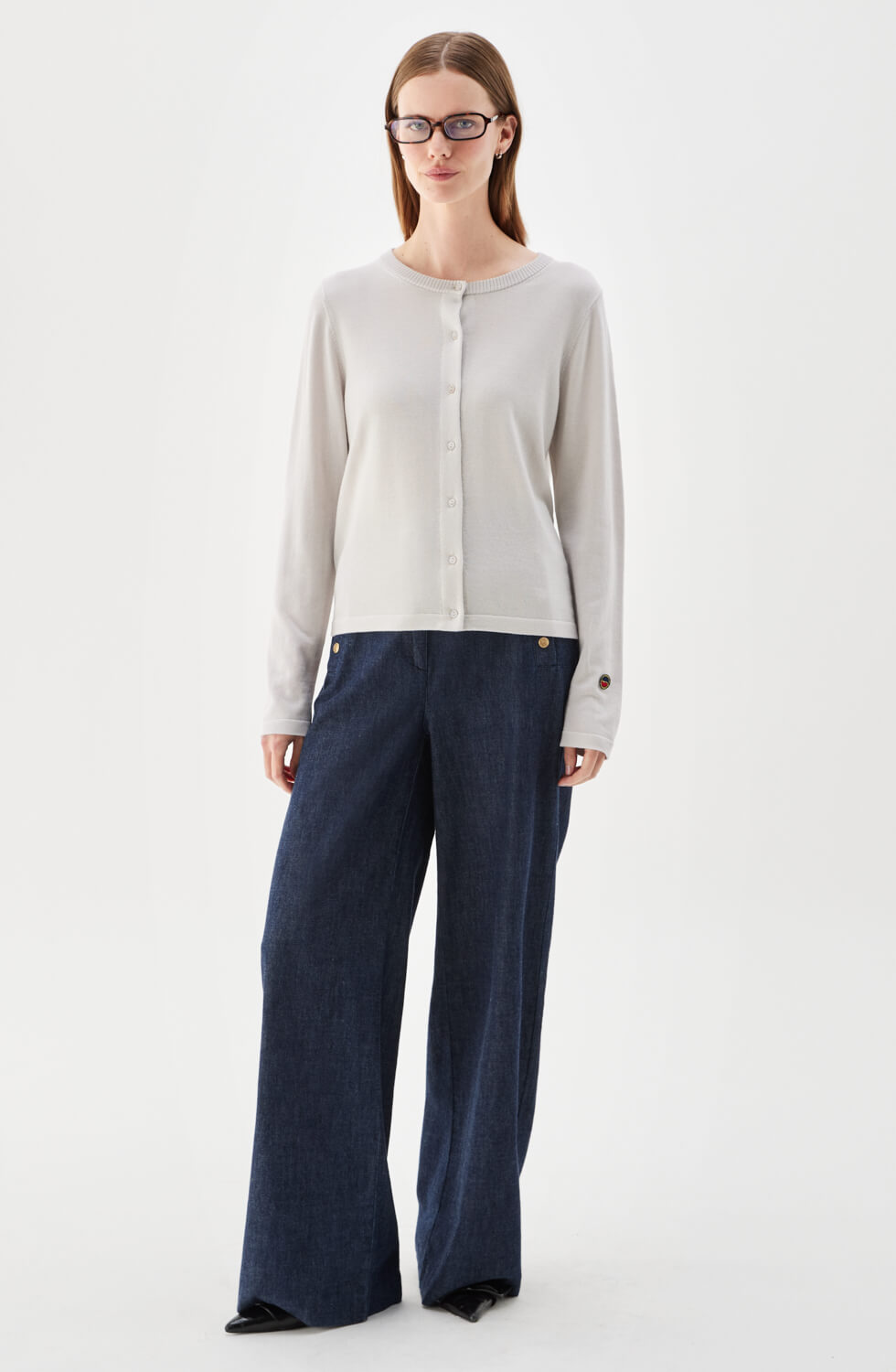 Presley kofta i merinoull ljusgrå