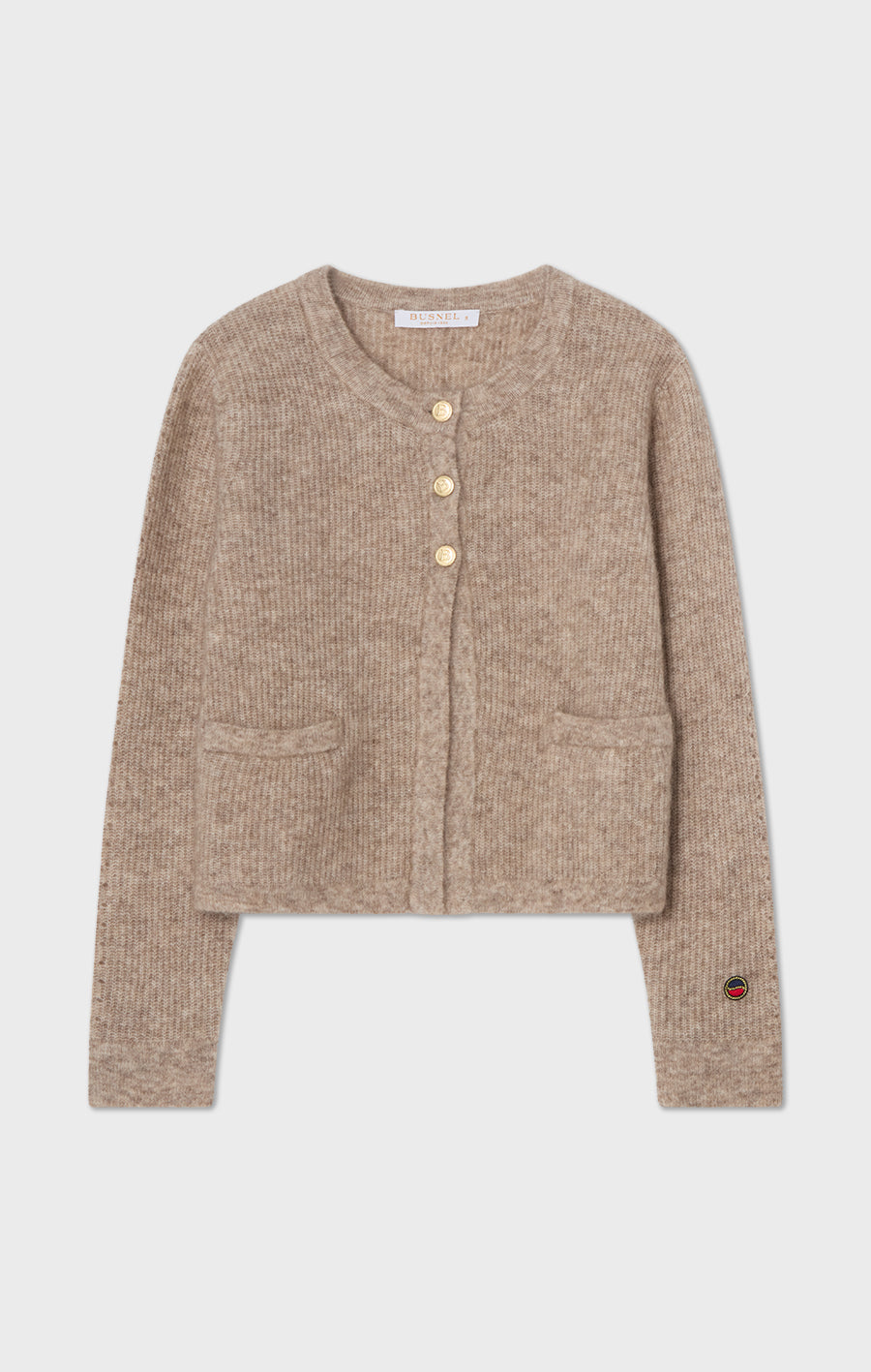 Sienna ribbstickad kofta Beige