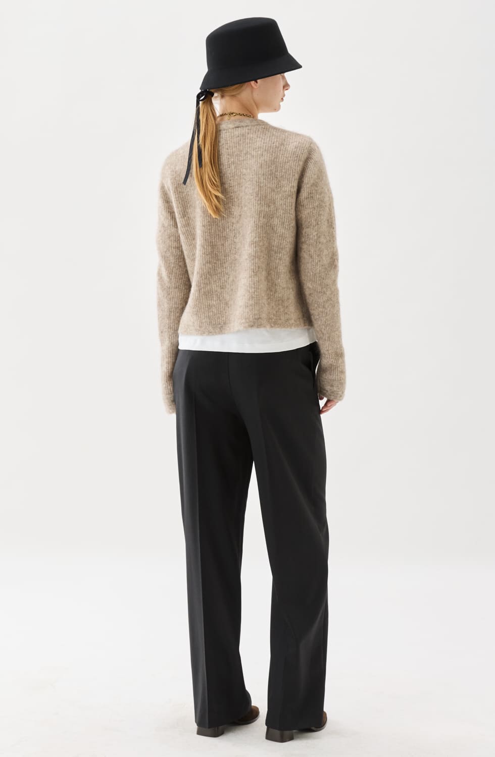 Sienna ribbstickad kofta Beige