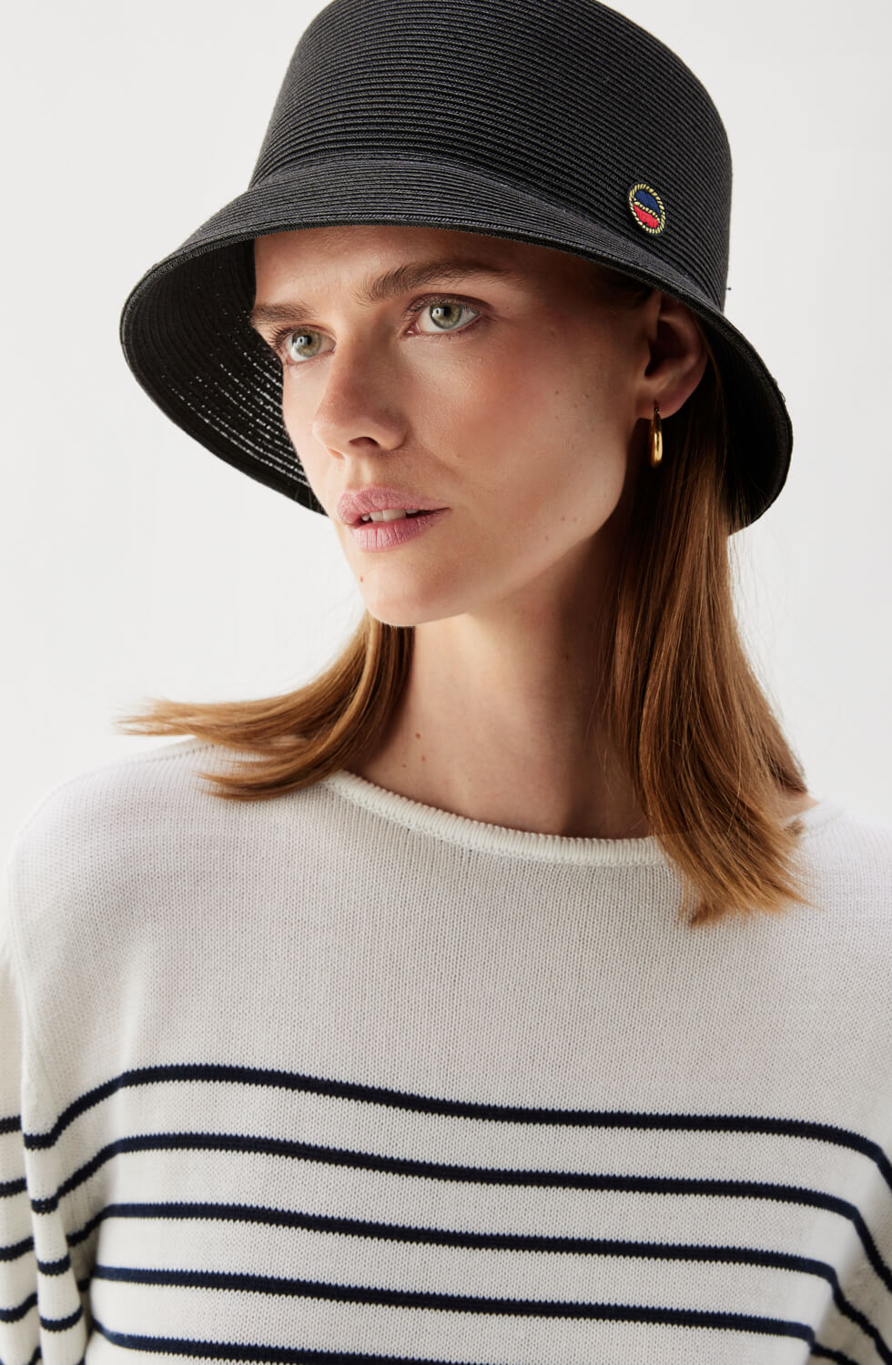 Tina Paper Straw Bucket Hat Black