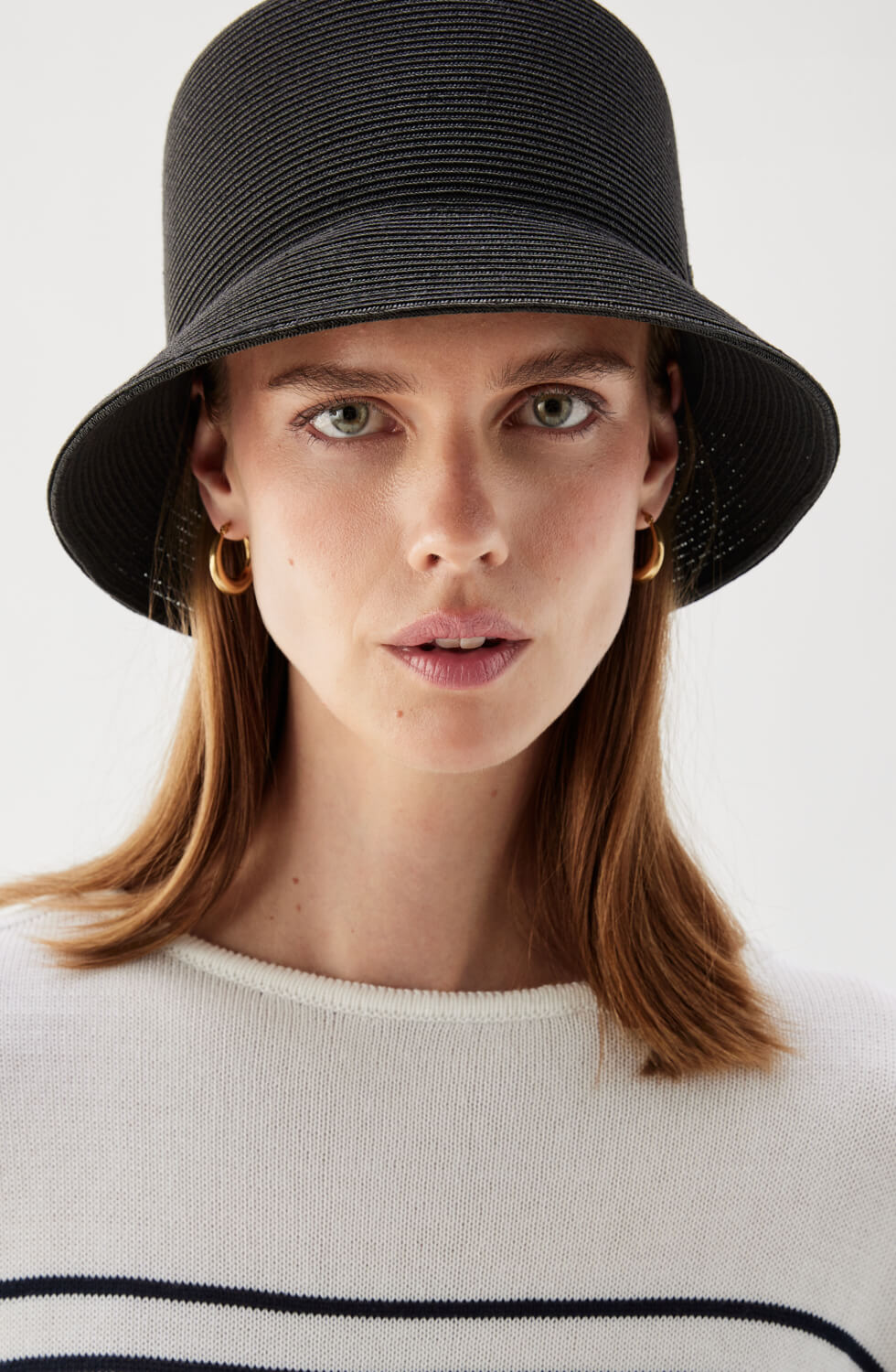 Tina Paper Straw Bucket Hat Black