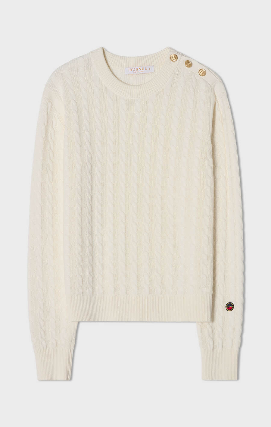 Tory kabelstickad tröja i bomull crèmevit