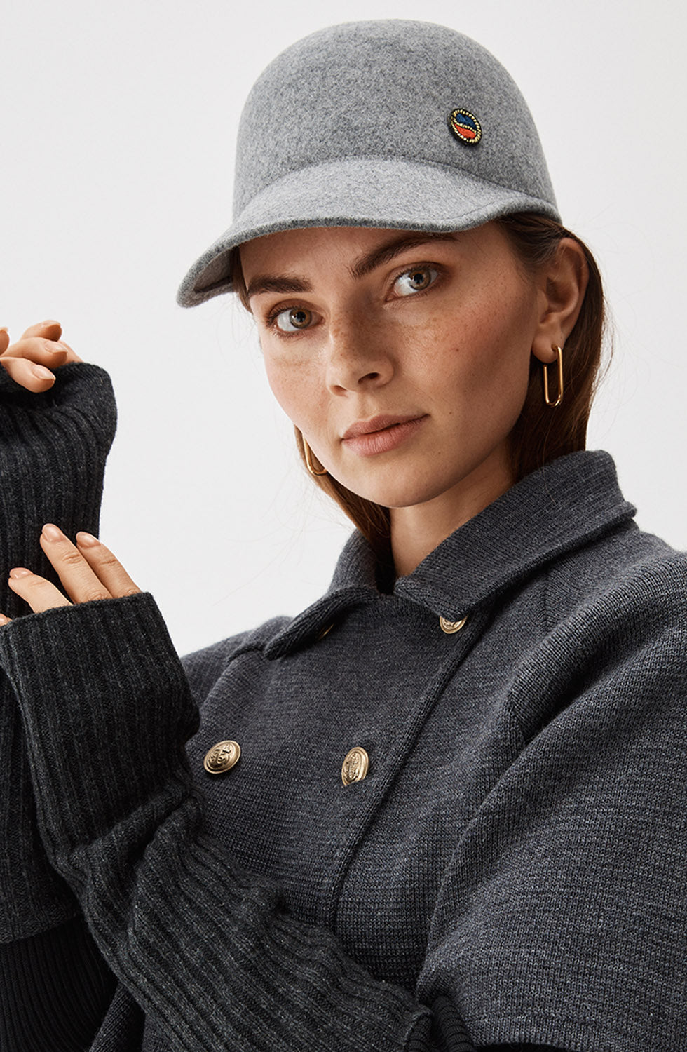 Trishia Felted Cap Grey Melange