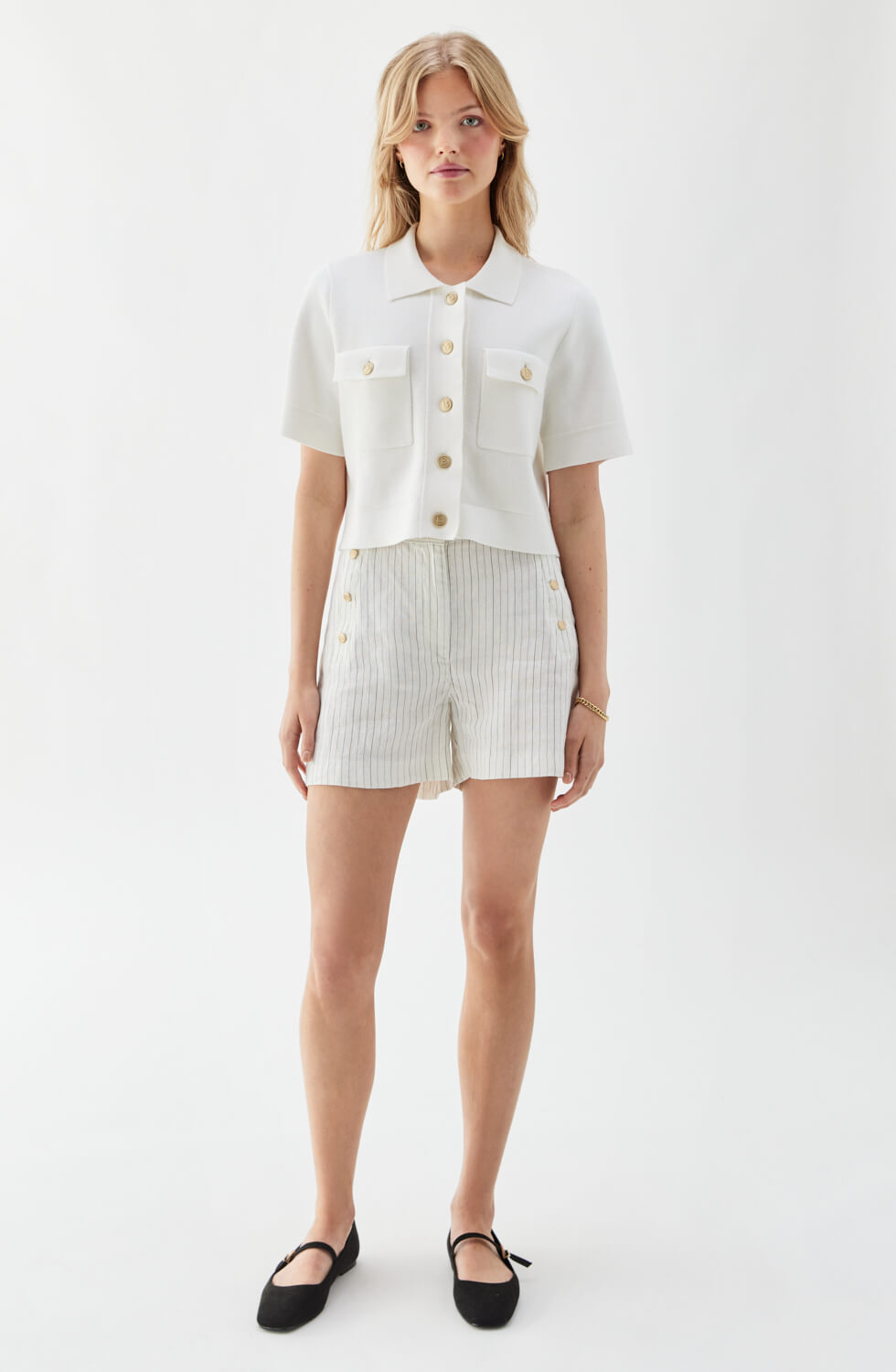 Pixie Striped Shorts Ecru/Black