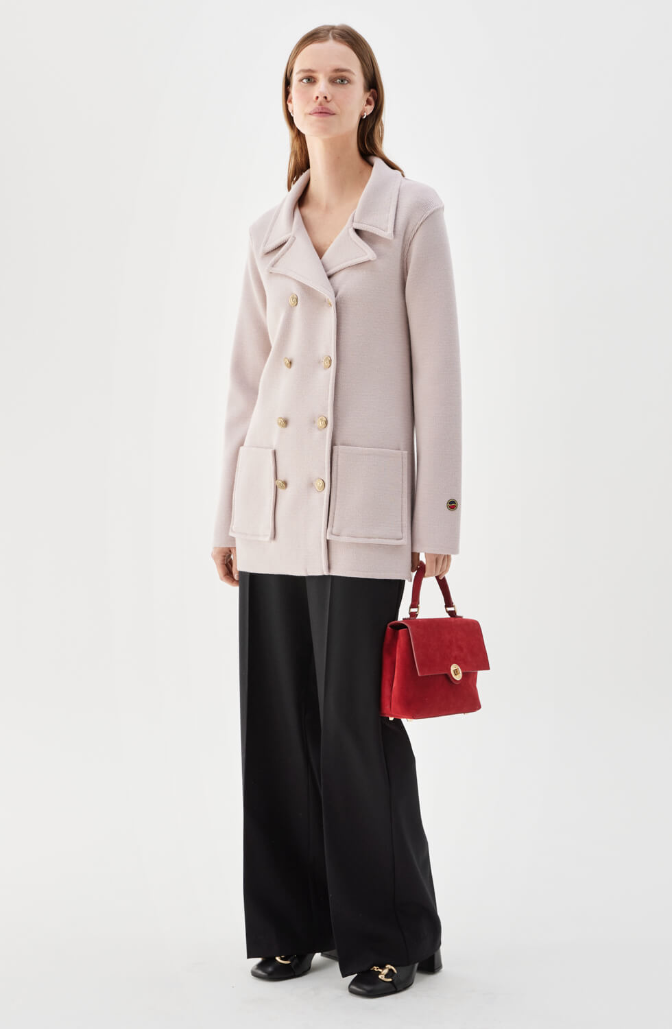 Victoria stickad jacka i ull ljusrosa