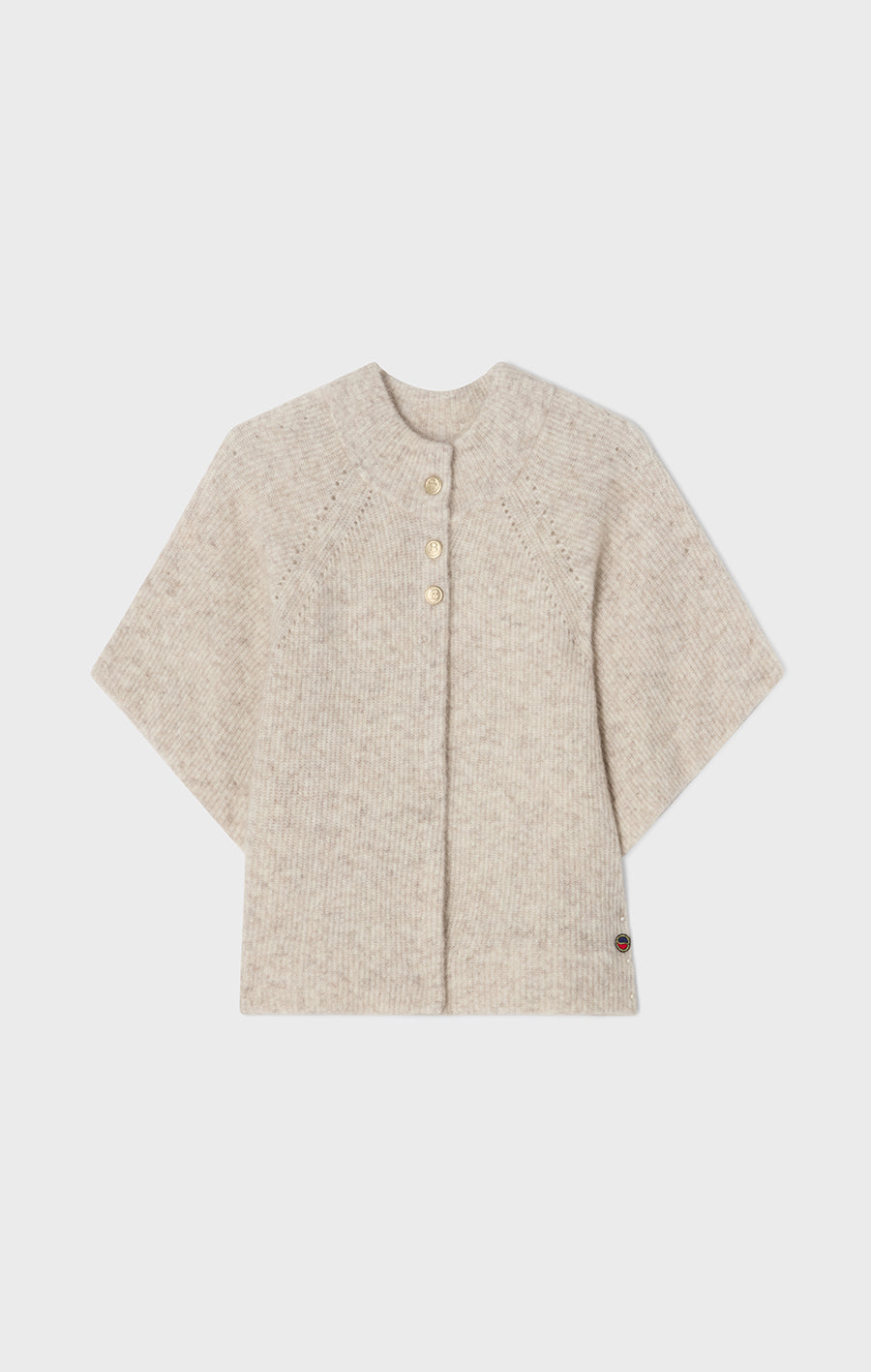 Vilanie Short-Sleeve Mohair Cardigan Sandstorm