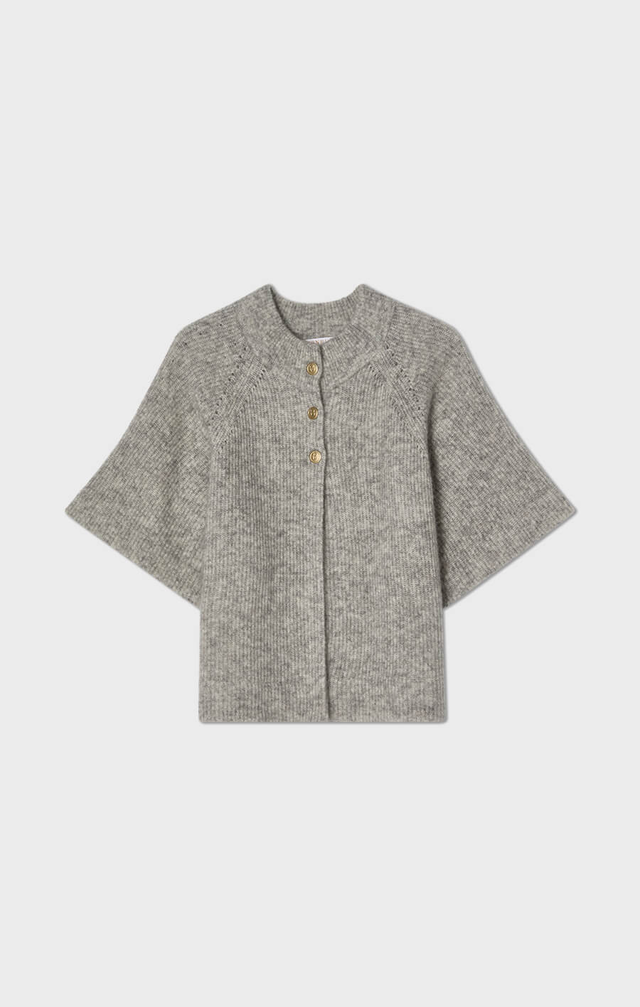 Vilanie Short-Sleeve Mohair Cardigan Light Grey Melange