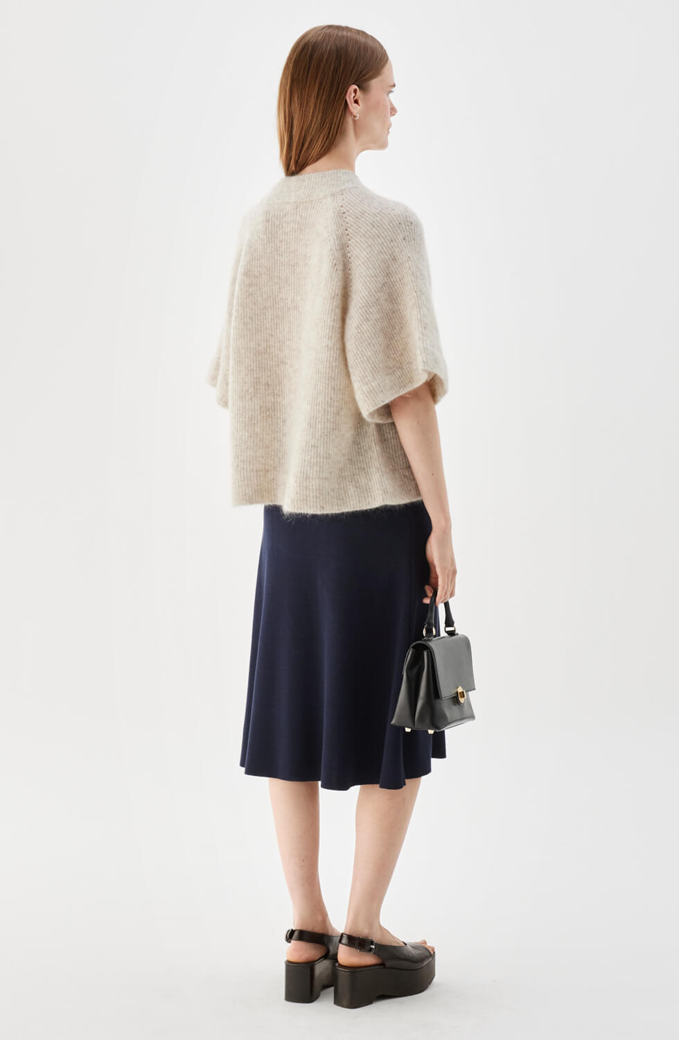 Vilanie Short-Sleeve Mohair Cardigan Sandstorm