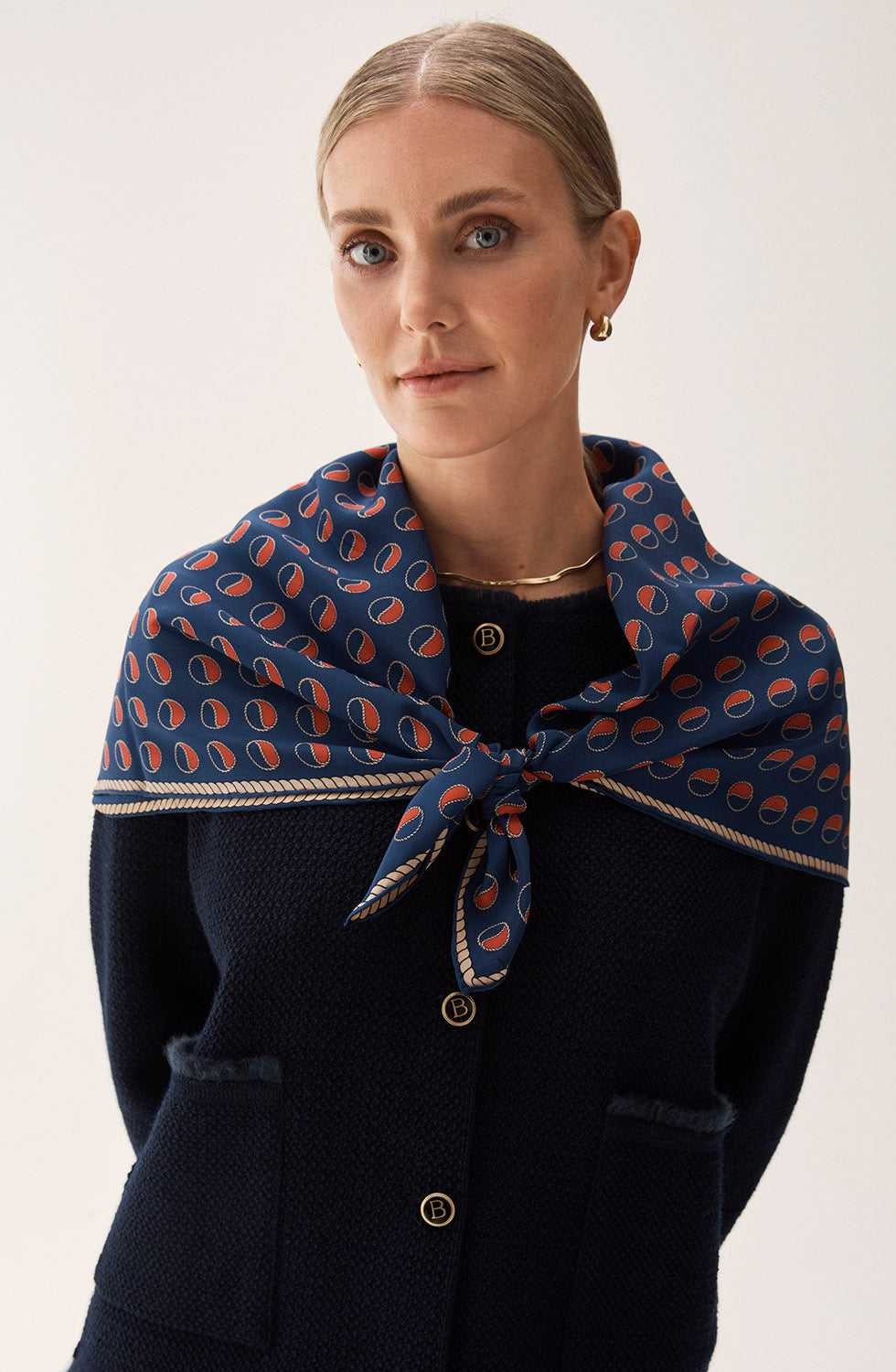 Busnel Sidenscarf Logo Mönster Stor