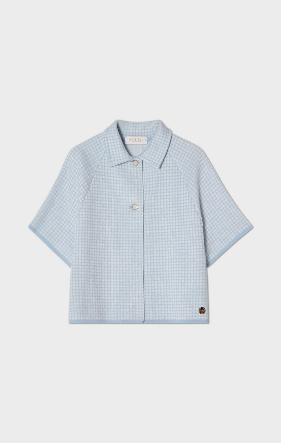 Amelie kort rutig cape ljusblå