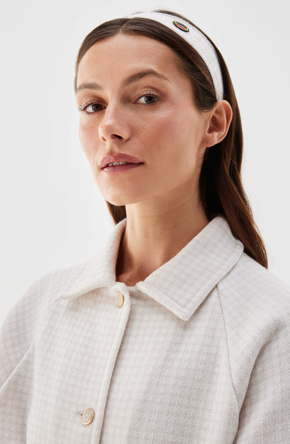 Amelie kort rutig cape ljusrosa