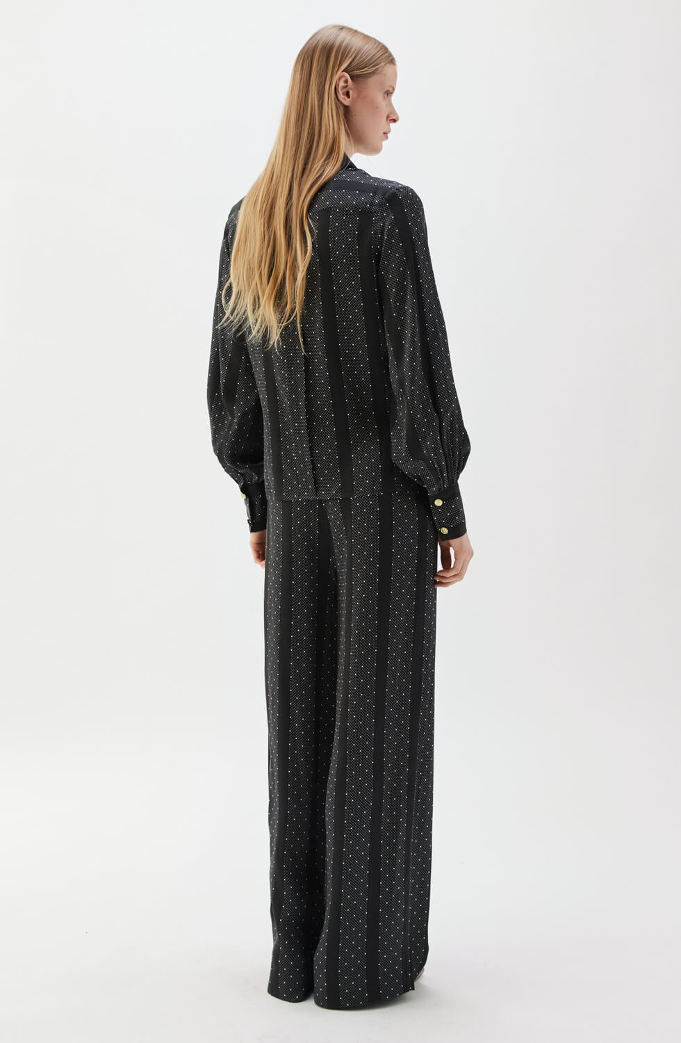 Andy Printed Silk Trouser Black/Ecru