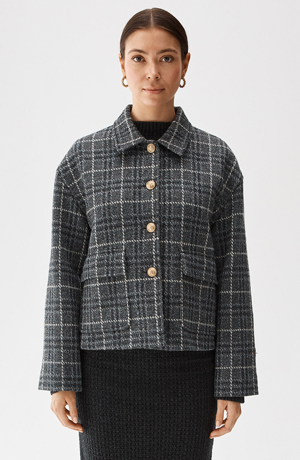 Becky Jacket Grey Melange Check