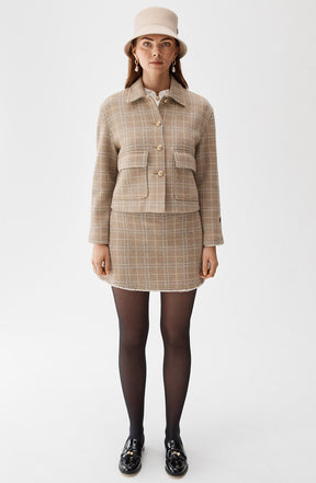 Becky Jacket Toffee Check